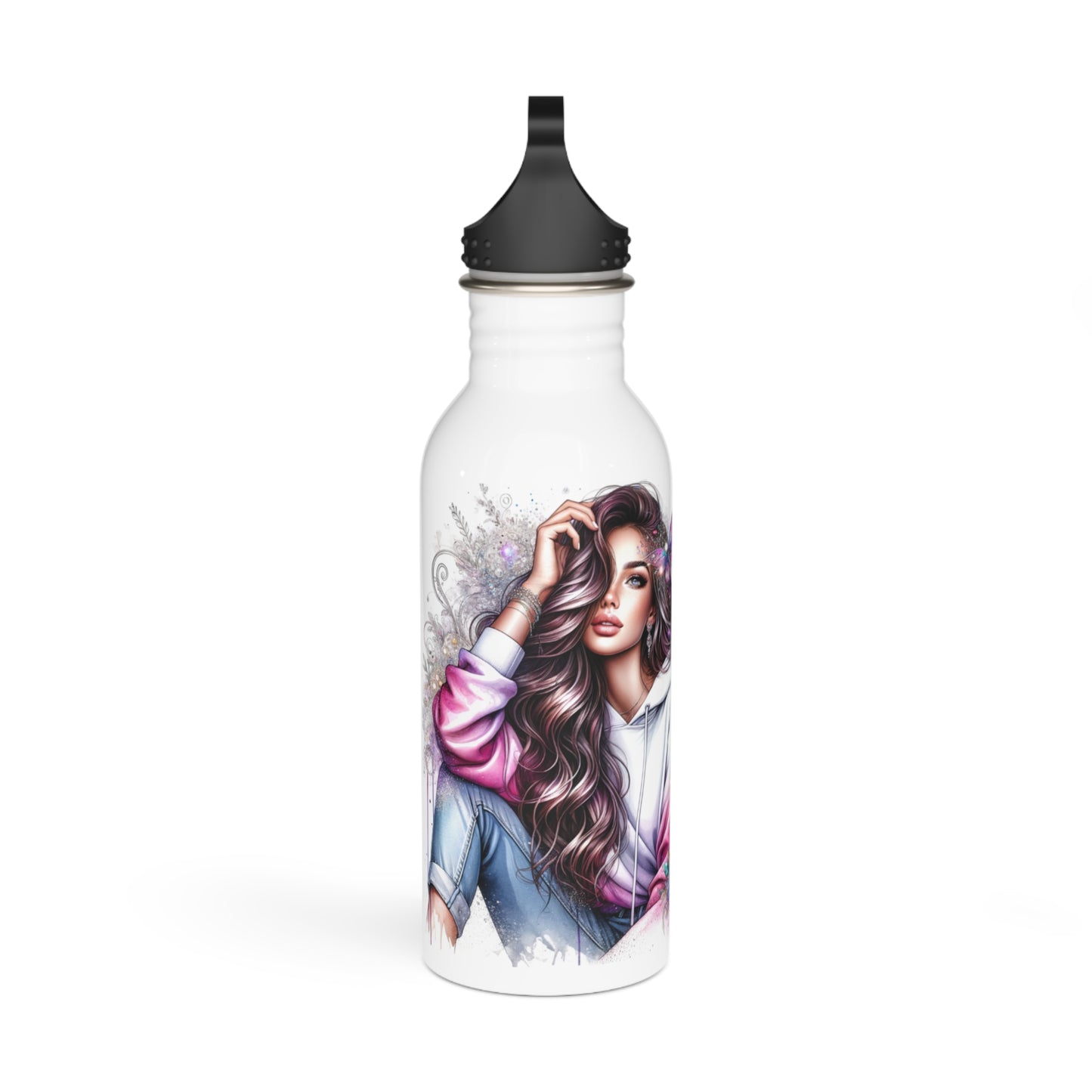 I Am My Own Happily Ever After Stylish Stainless Steel Water Bottle with Floral Design - Perfect for Active Lifestyles