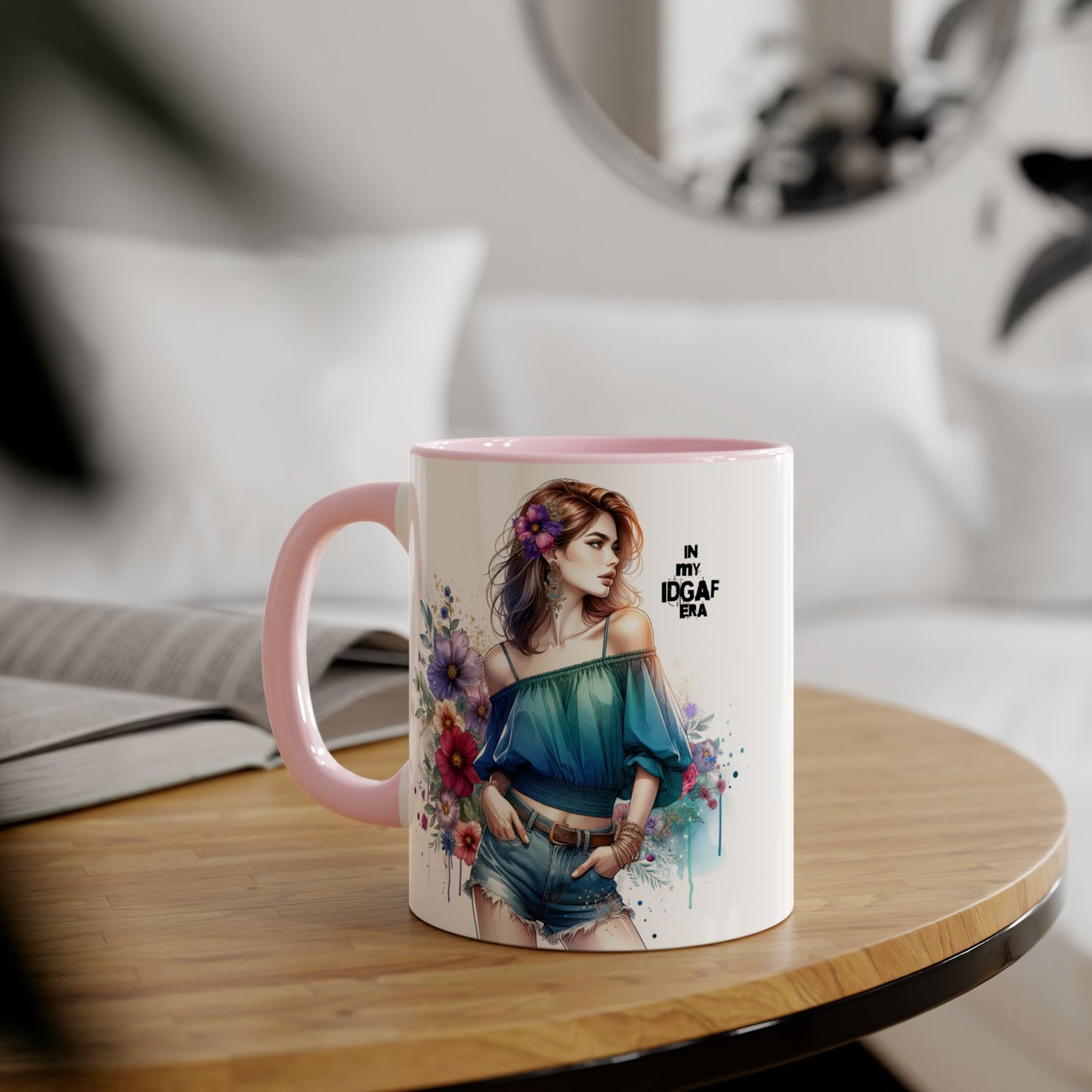 IDGAF Floral Accent Mug - Stylish Coffee Mug for Sassy Souls, Gift for Friends, Unique Home Decor, Perfect for Birthdays, Fun Collectible