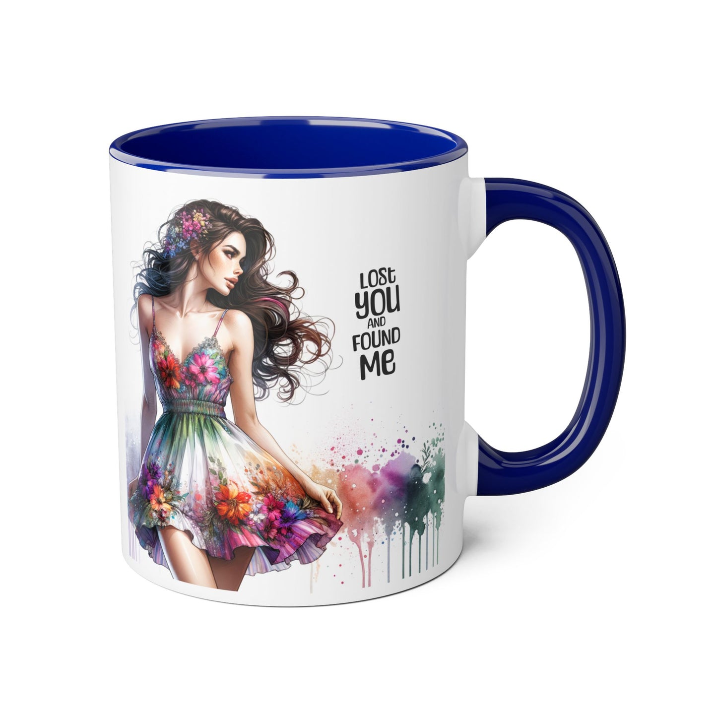 Lost You and Found Me Floral Dreamer Accent Mug | Colorful Coffee Cup | Inspirational Gift for Her | Artistic Drinkware | Perfect for Holidays & Celebrations