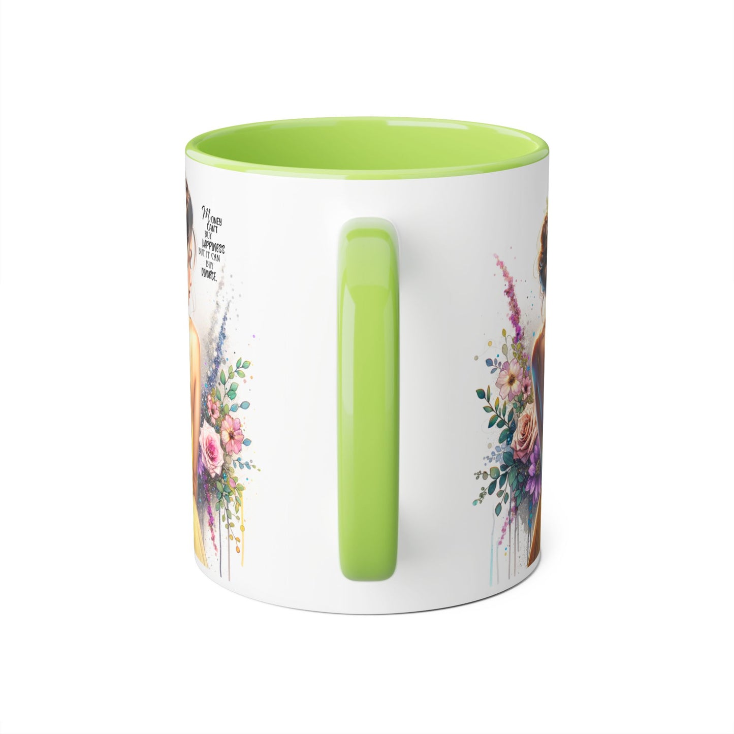 Money Can't Buy Happiness But It Can Buy Divorce Humoristic Elegant Floral Accent Mug, Gift for Her, Coffee Lover, Inspirational Coffee Cup, Birthday Gift Idea, Unique Home Decor