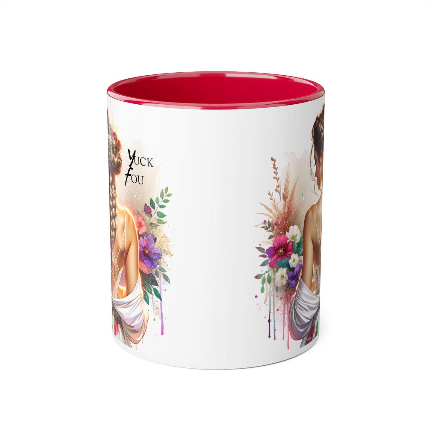 Bohemian Accent Mug with Floral Design, Yuck Fou Coffee Cup, Unique Gift for Her, Inspirational Mug, Art Lover's Drinkware