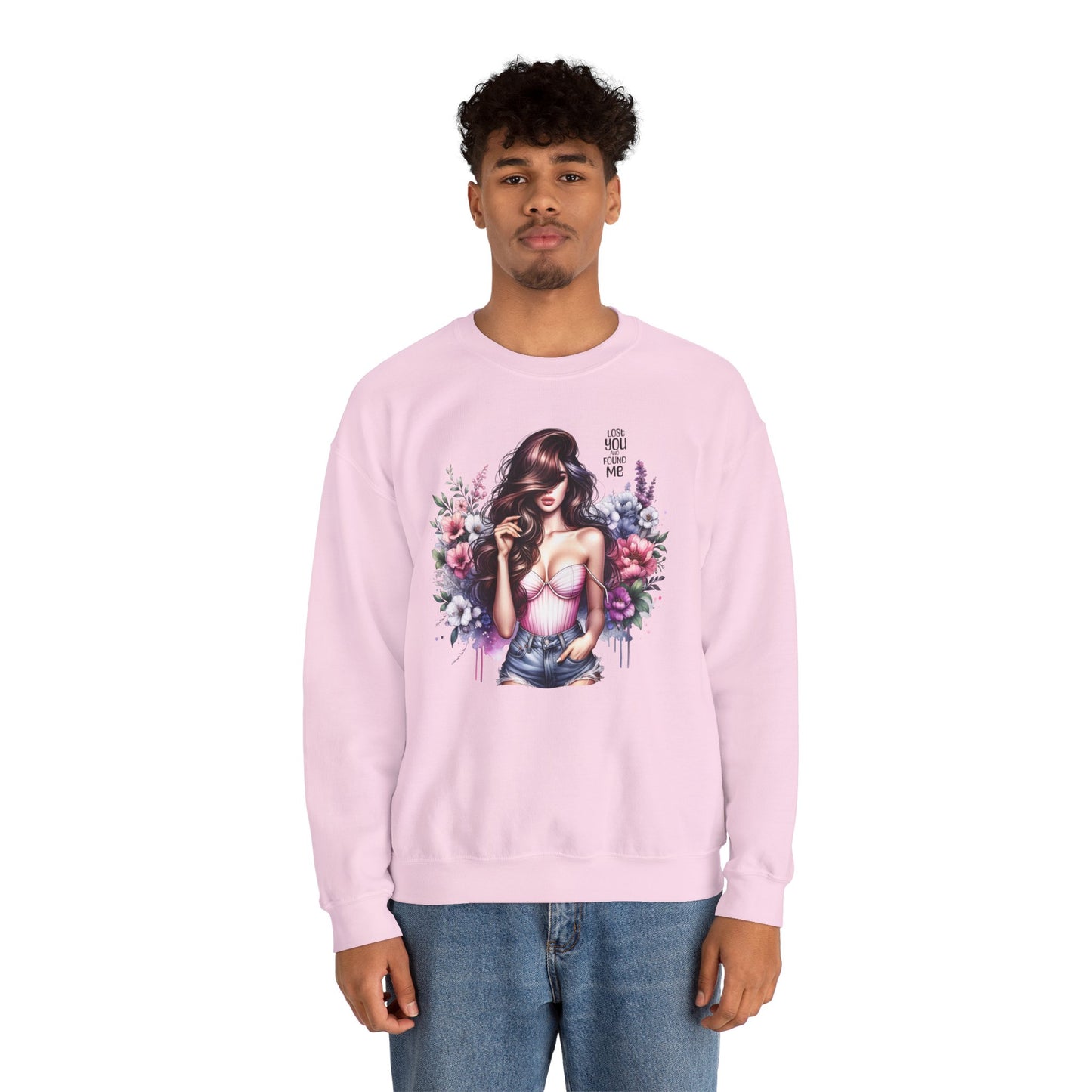 Lost You And Found Me Floral Graphic Crewneck Sweatshirt, Vibrant Sweatshirt, Cozy Casual Wear, Gift for Her, Floral Apparel, Spring Fashion