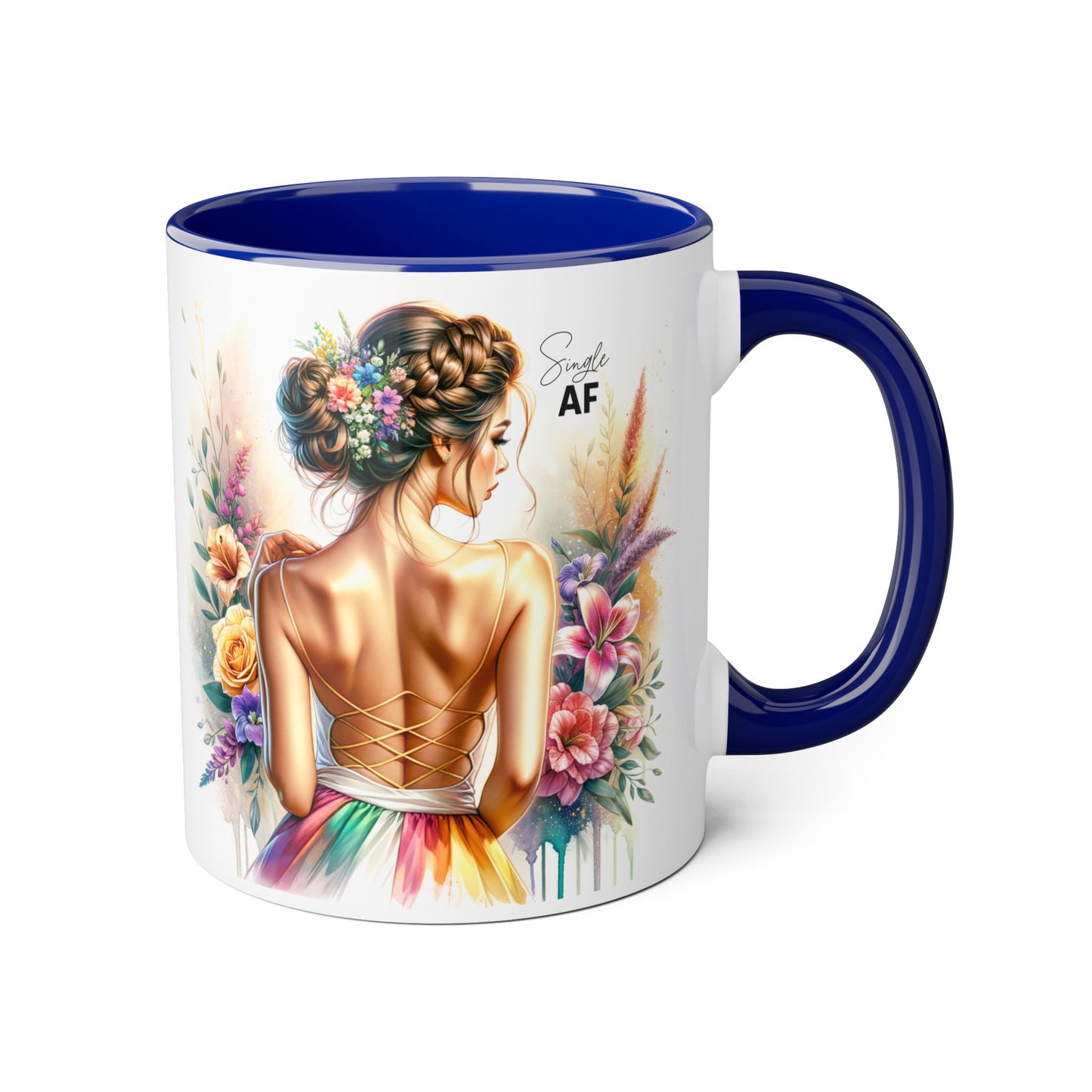 Colorful Floral Accent Mug with Inspirational Quote