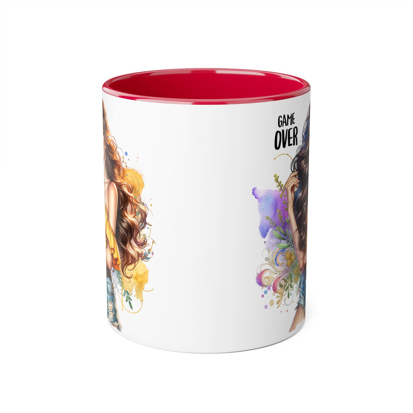 Game Over Accent Mug, 11oz Coffee Cup for Gaming Lovers, Unique Gift for Her, Fun Drinkware for Celebrations, Stylish Tea Mug