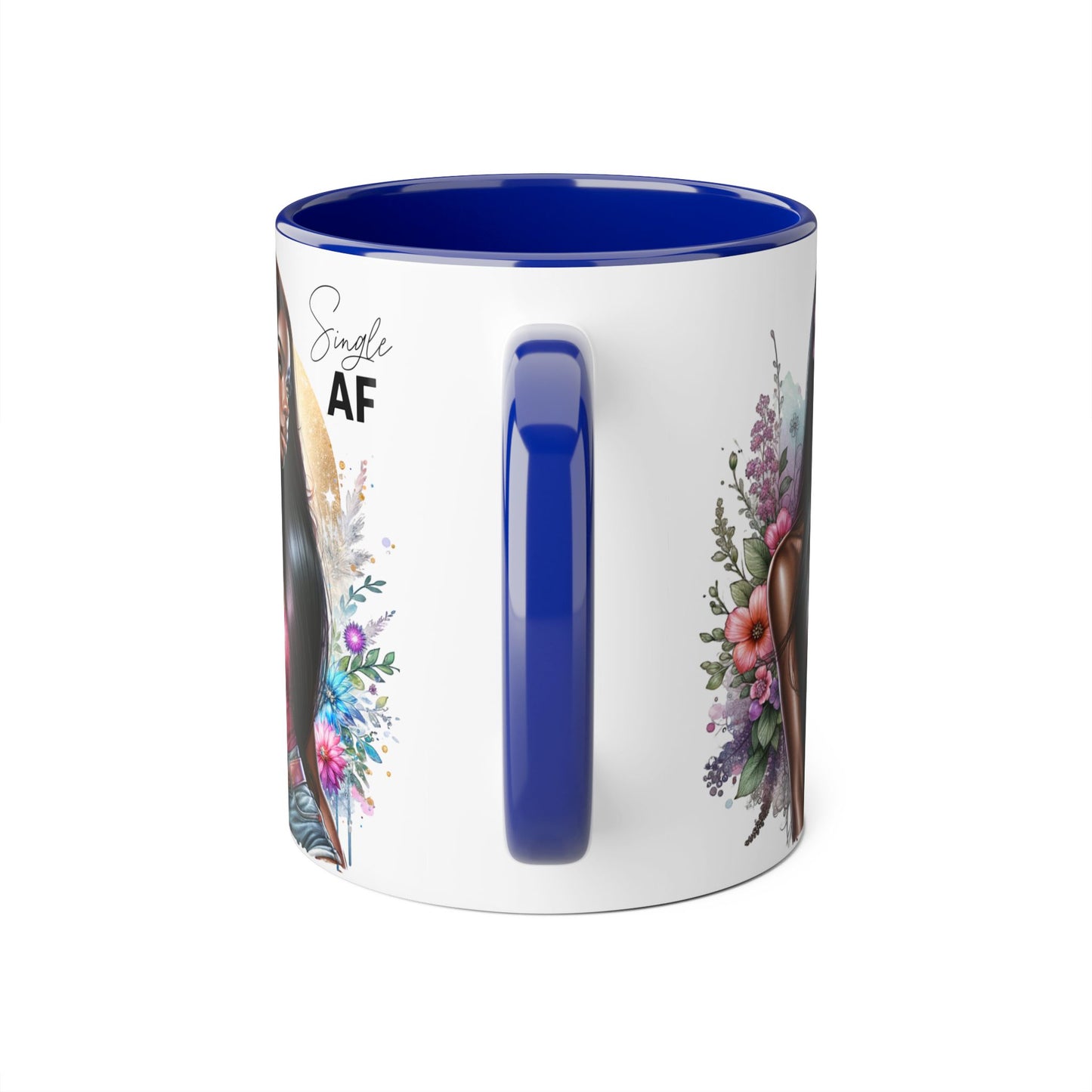Single AF Stylish Accent Mug, Beautiful Coffee Cup, Unique Gift for Her, Trendy Drinkware, Floral Design Mug, Inspirational Sip