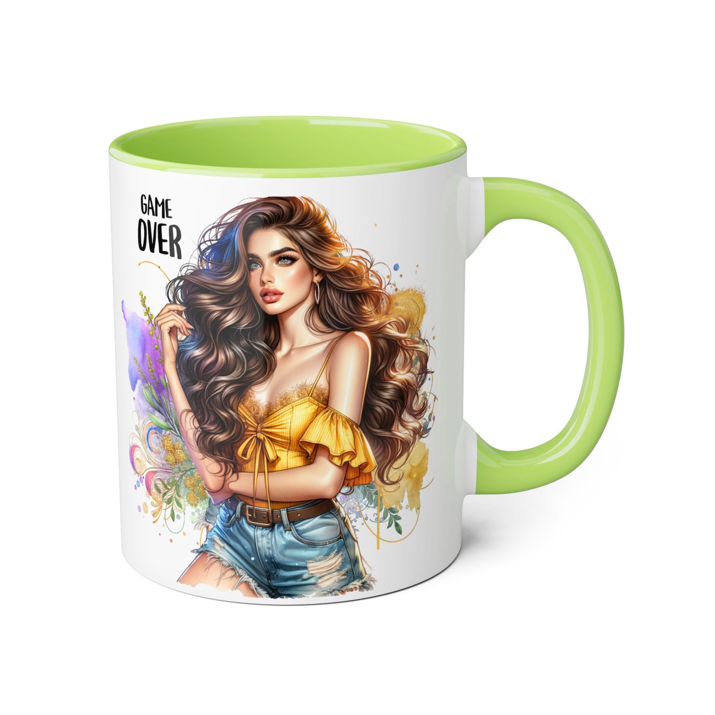 Game Over Accent Mug, 11oz Coffee Cup for Gaming Lovers, Unique Gift for Her, Fun Drinkware for Celebrations, Stylish Tea Mug