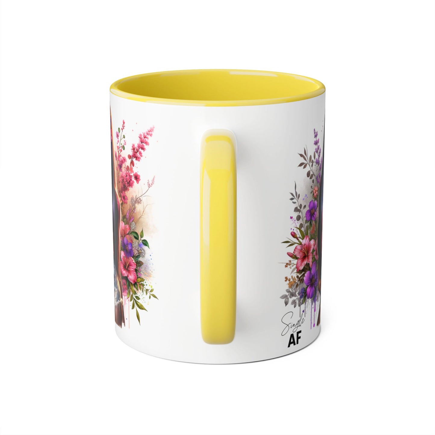 Single AF Floral Portrait Accent Mug, Unique Gift for Coffee Lovers, Home Decor, Self-Care, Birthday, Floral Art Mug, Artistic Coffee Cup