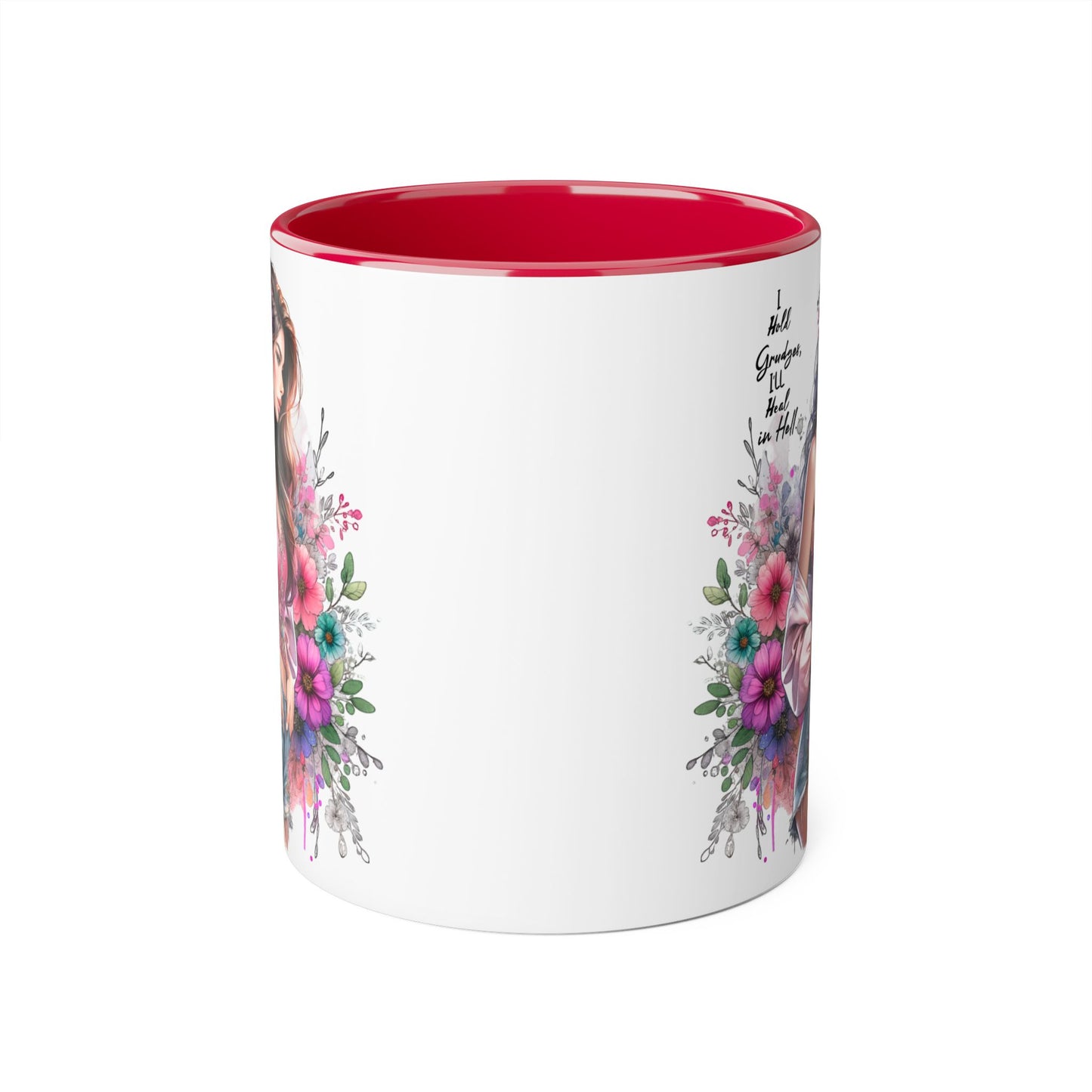 I Hold Grudges, I'll Heal in Hell Humoristic Floral Accent Mug