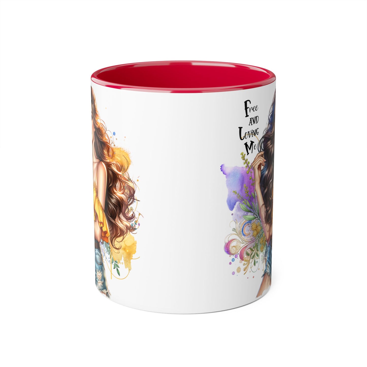 Free Spirit Accent Mug, Boho Coffee Cup, Inspirational Gift, Art Lover's Mug, Unique Home Decor, Stylish Drinkware