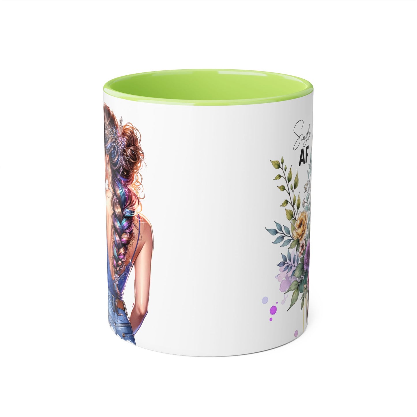 Single AF Stylish Accent Mugs for Coffee Lovers, Floral Design Mug, Gift for Her, Unique Tea Mug, Simple AF Mugs for Home Decor