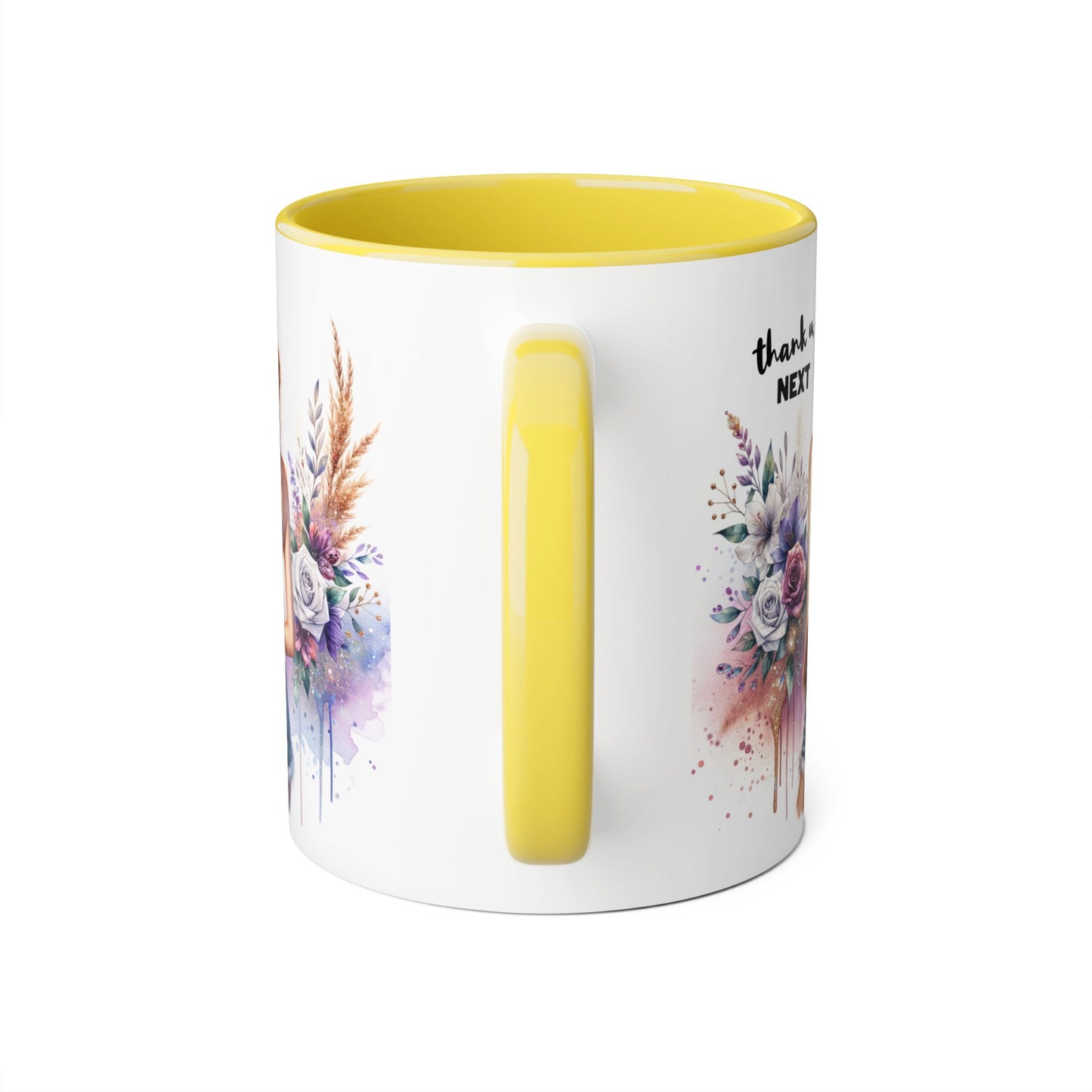 Thank U, Next Boho Inspirational Mug, Coffee Cup, Gift for Friends, Motivational Beverage Holder, Floral Design, Thank U Next