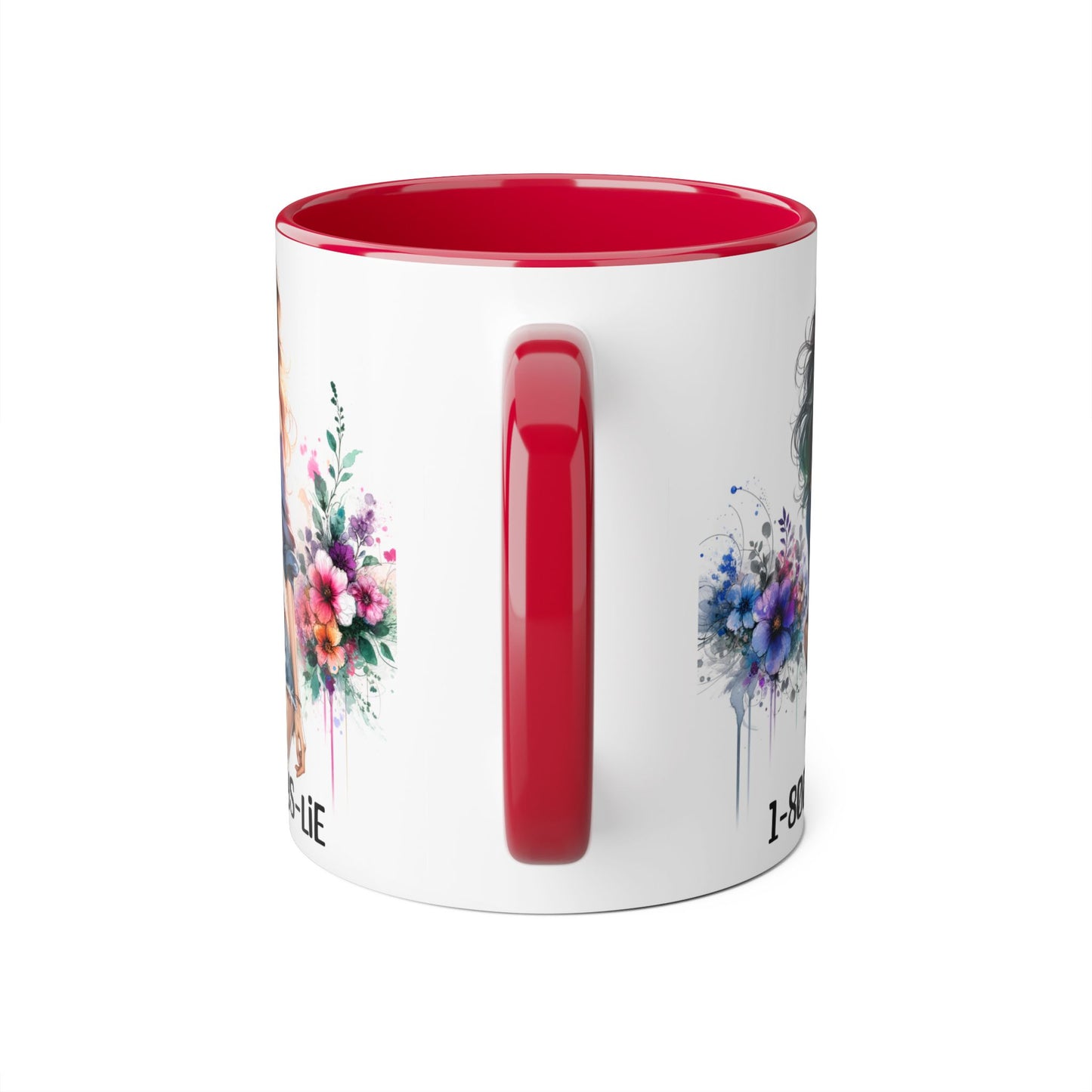 Chic Watercolor Accent Mugs, Floral Coffee Cup, Gift for Her, Trendy Drinkware, Unique Office Mug, 1-800-BOYS-LIE