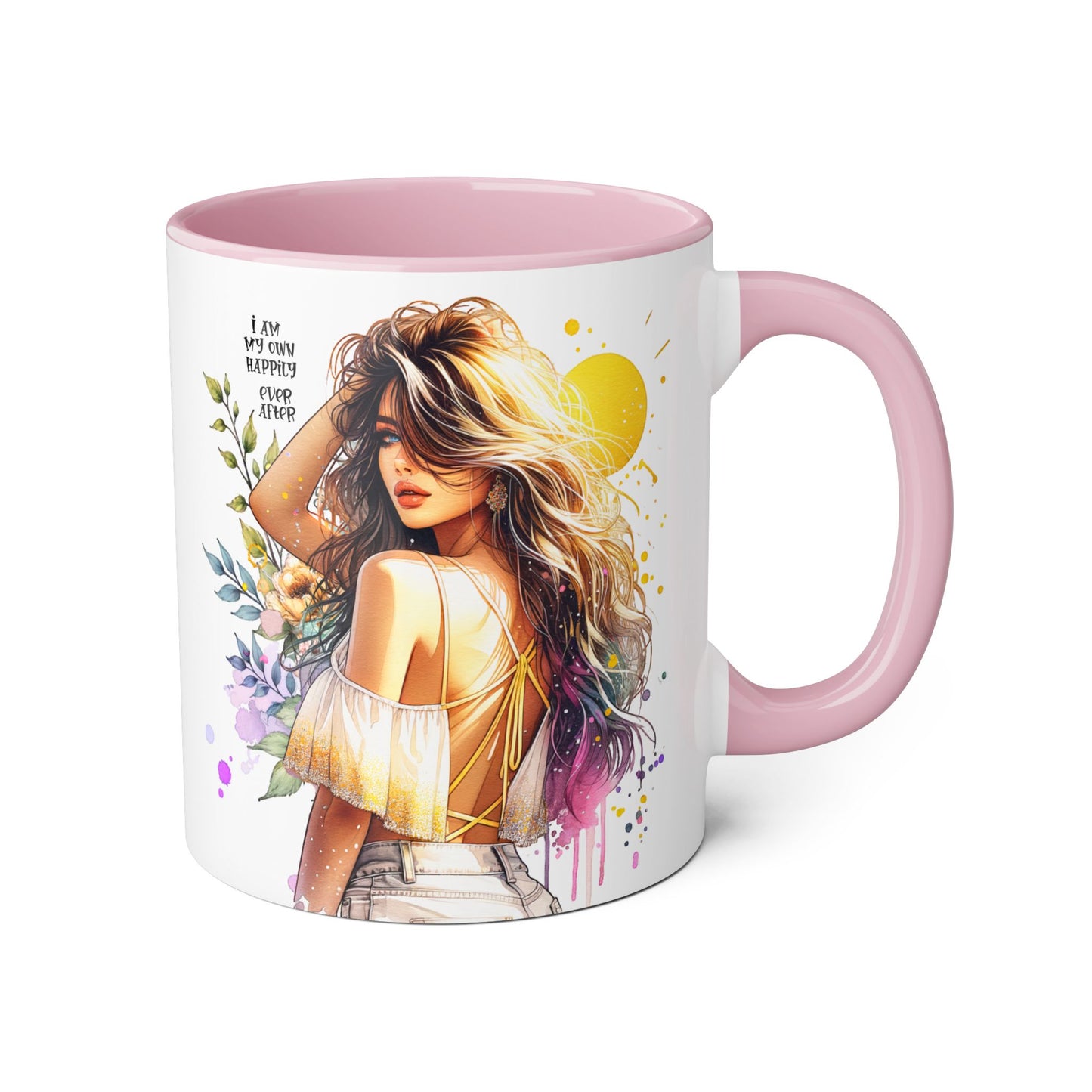 Inspirational Floral Accent Mug - "I Am My Own Happily Ever After " - 11oz