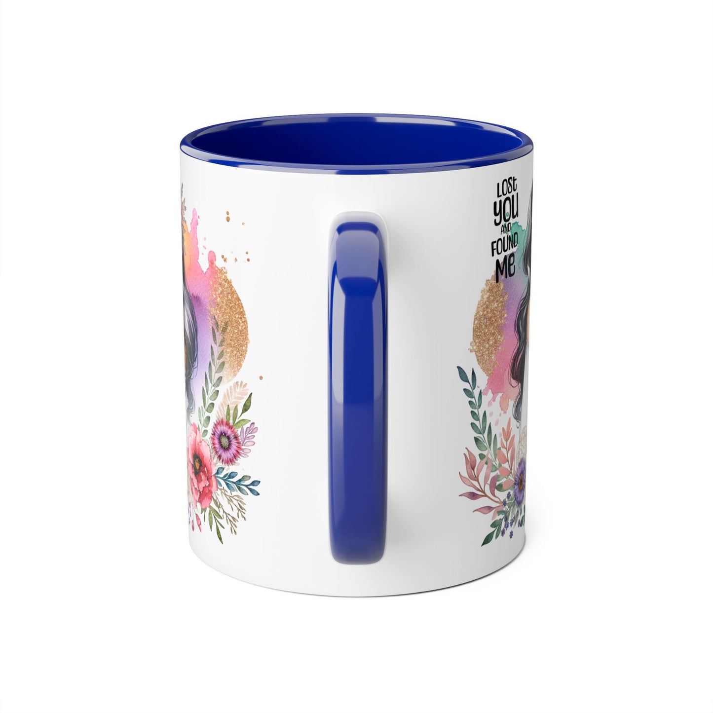 Lost You and Found Me Bohemian Floral Accent Mug, Inspirational Coffee Cup, Gift for Her, Self-Care Essentials, Unique Home Decor, Personalized Drinkware