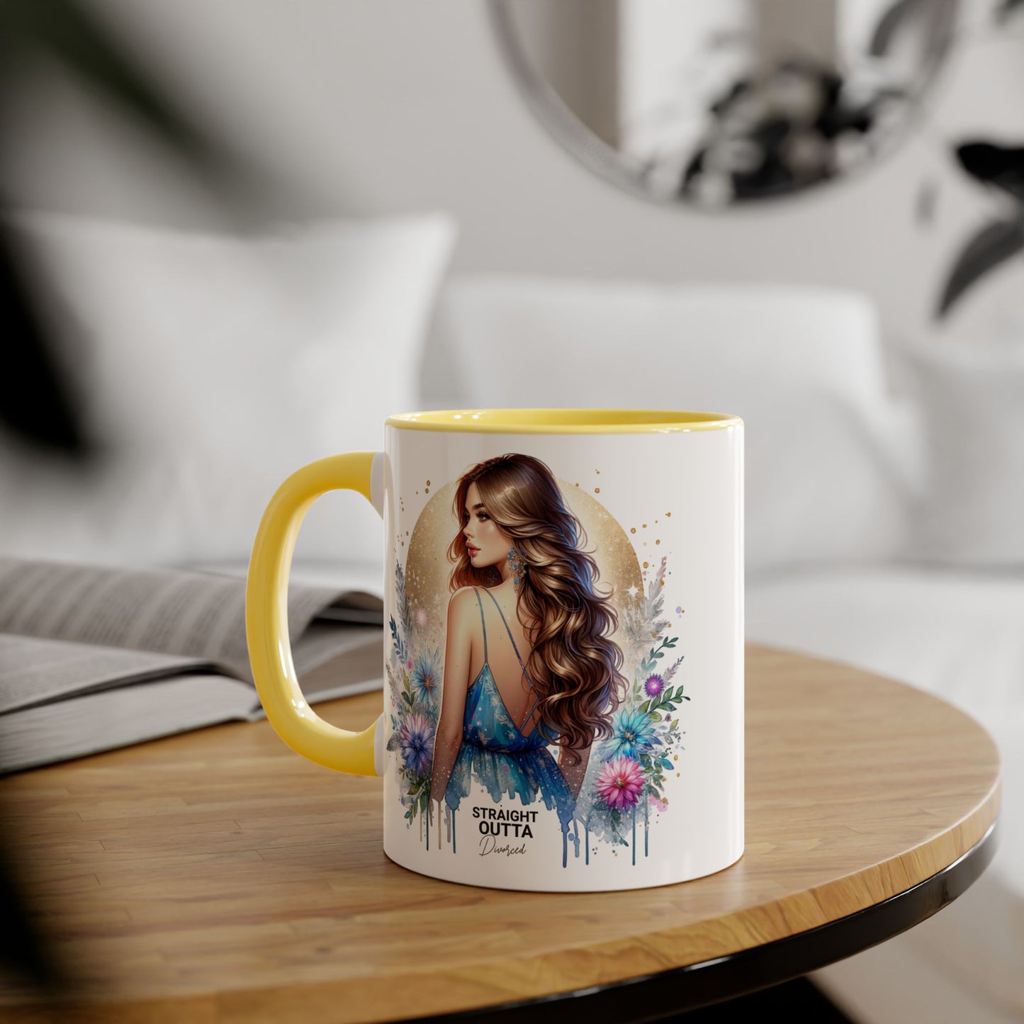Straight Outta Divorced Humoristic Floral Accent Mugs - Unique Gift for Coffee Lovers, Home Decor, Birthday Gift, Art Mug, Personalized Drinkware