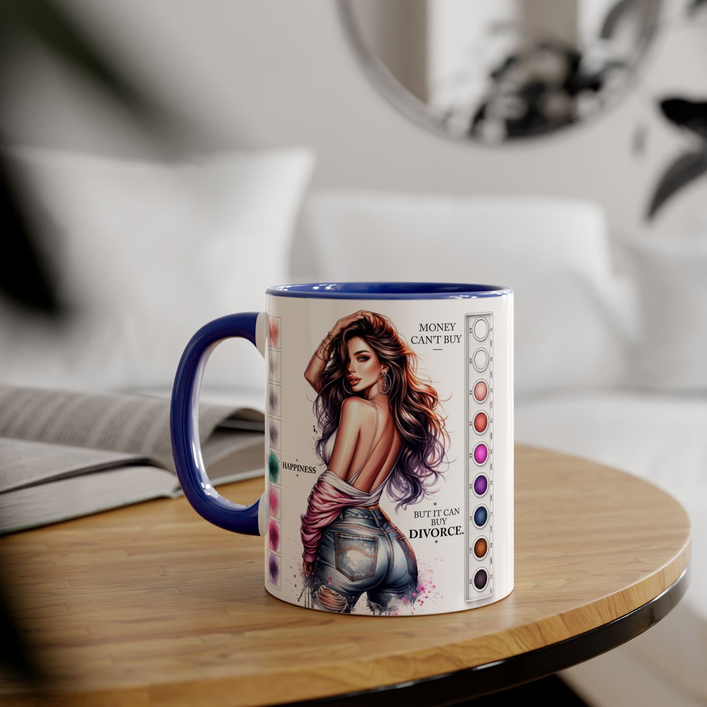 Money Can't Buy Happiness But It Can Buy Divorce Humoristic Mug, Funny Coffee Cup for Women, Gift for Best Friend, Brighten Your Day with Laughs, Inspirational Drinkware