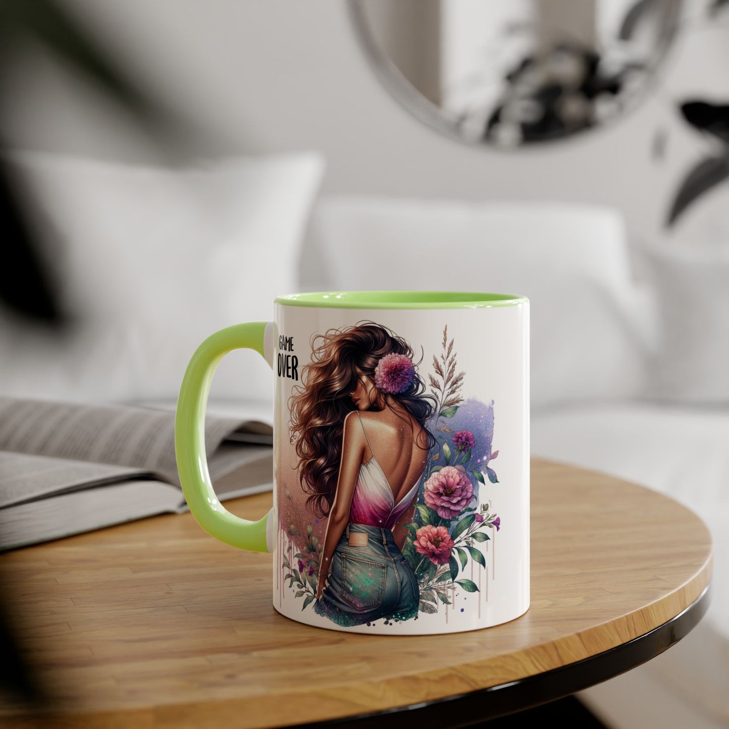 Boho Chic Accent Mug - Perfect Gift for Coffee Lovers, Home Decor, Floral Art, Unique Design, Game Over Theme