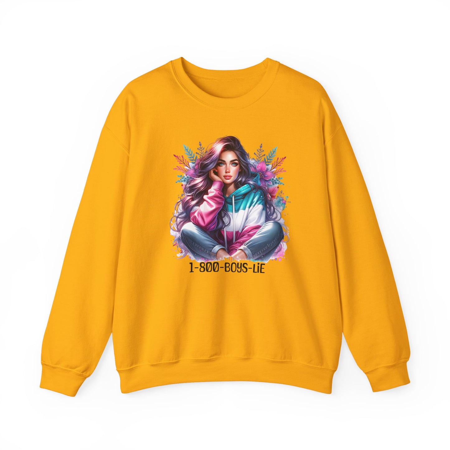Chic Graphic Crewneck Sweatshirt - 1-800-BOYS-LIE, Cozy Sweatshirt, Fashion Sweatshirt, Casual Wear, Unique Gift, Trendy Outfit