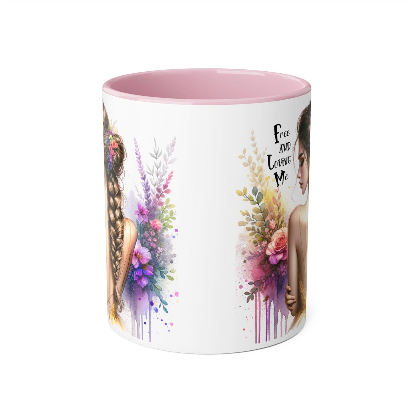 Bohemian Inspirational Mug, Free and Loving Me Coffee Cup, Unique Gift for Her, Floral Design, Tea Lover's Mug, Vintage Style Drinkware