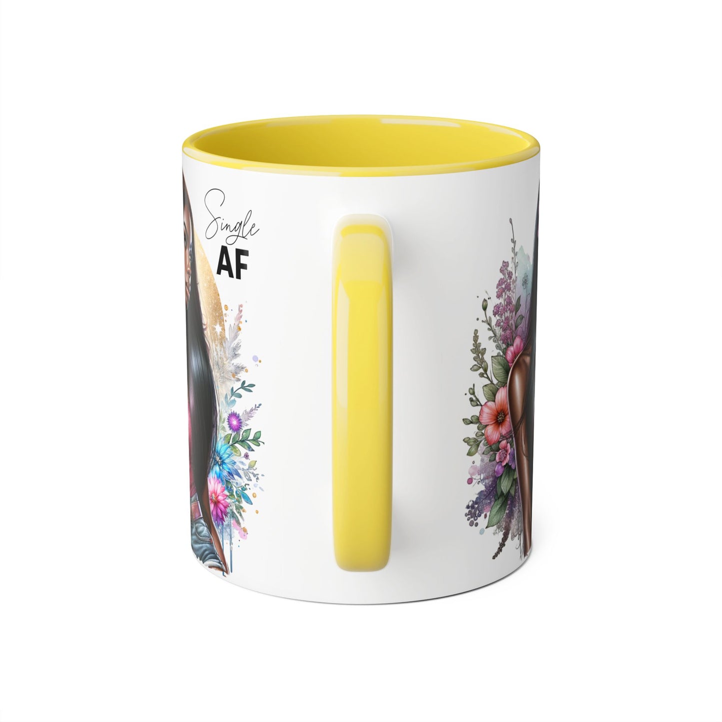 Single AF Stylish Accent Mug, Beautiful Coffee Cup, Unique Gift for Her, Trendy Drinkware, Floral Design Mug, Inspirational Sip