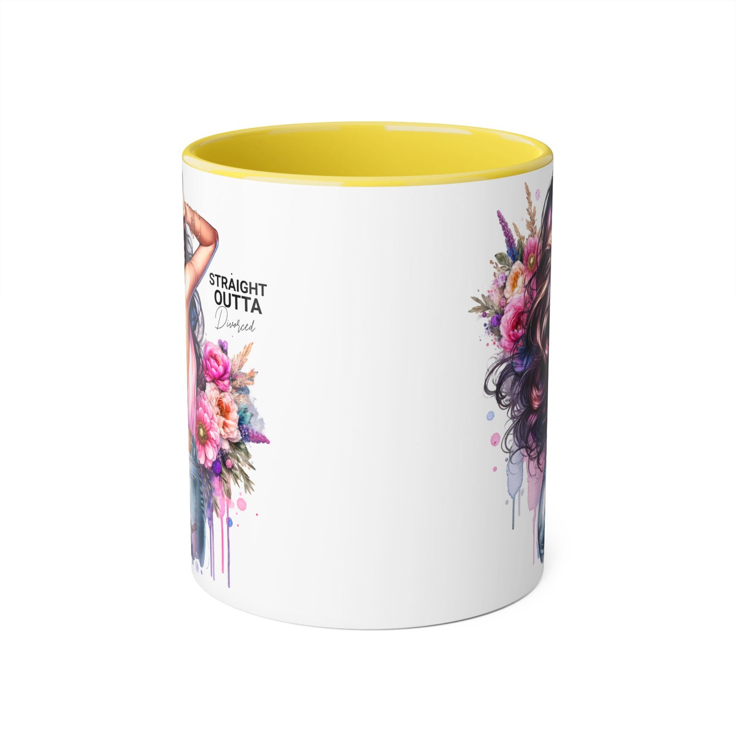 Straight Outta Divorced Humoristic Floral Art Accent Mug - Perfect for Coffee Lovers, Gift for Her, Home Decor, Inspirational, Mother's Day
