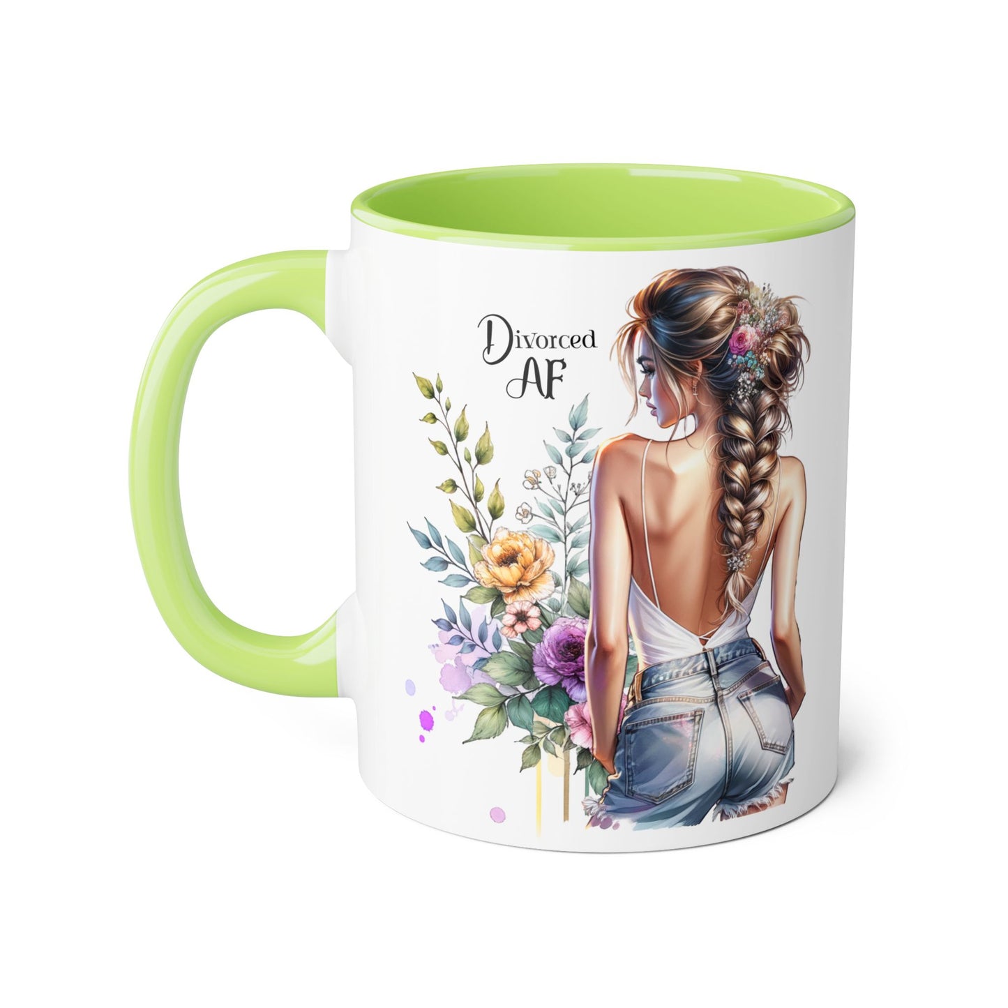 Divorced AF Floral Accent Mug - Perfect Gift for Friends, Coffee Lovers, Humor, Self-Care, Divorce Parties