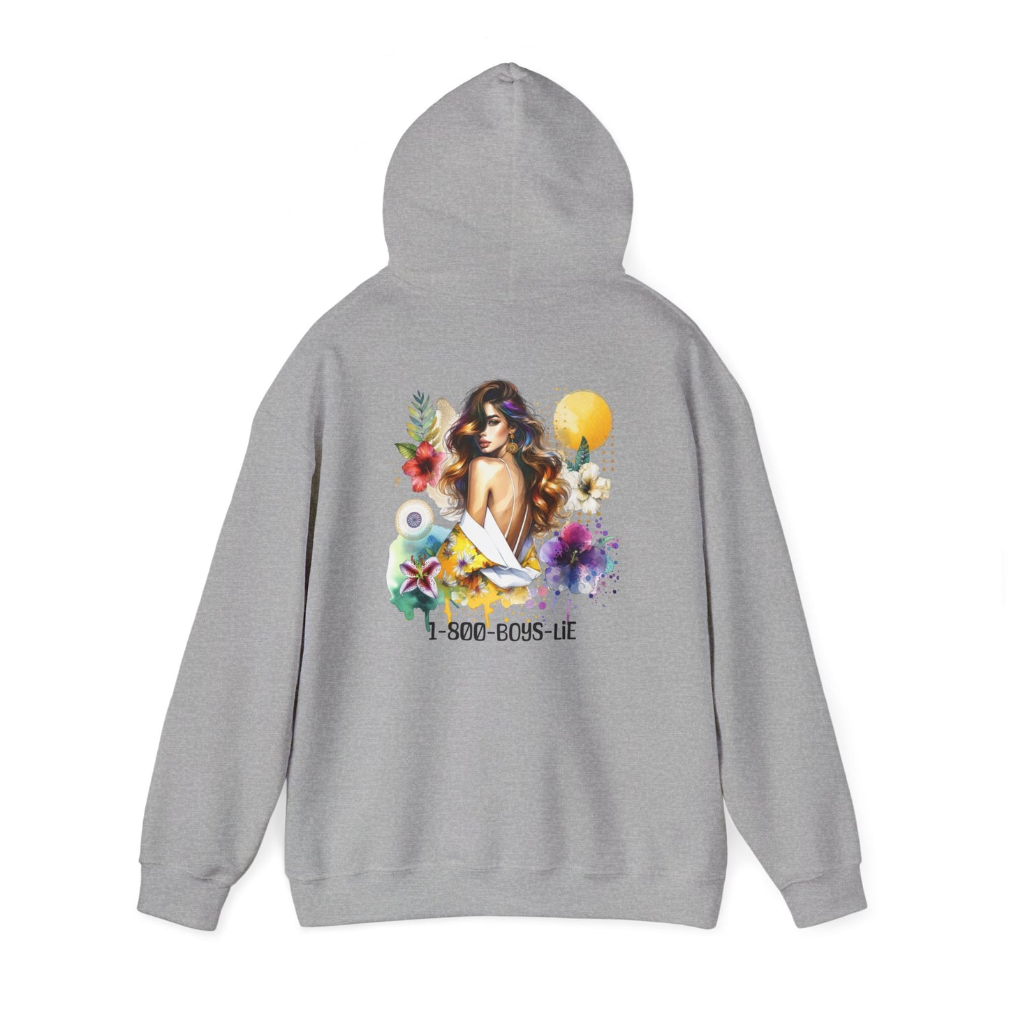1-800-Boys-Lie Tropical Vibe Hoodie - Unisex Heavy Blend Sweatshirt for Beach Lovers, Summer Style, Gift for Her, Casual Wear, Boho Chic Fashion