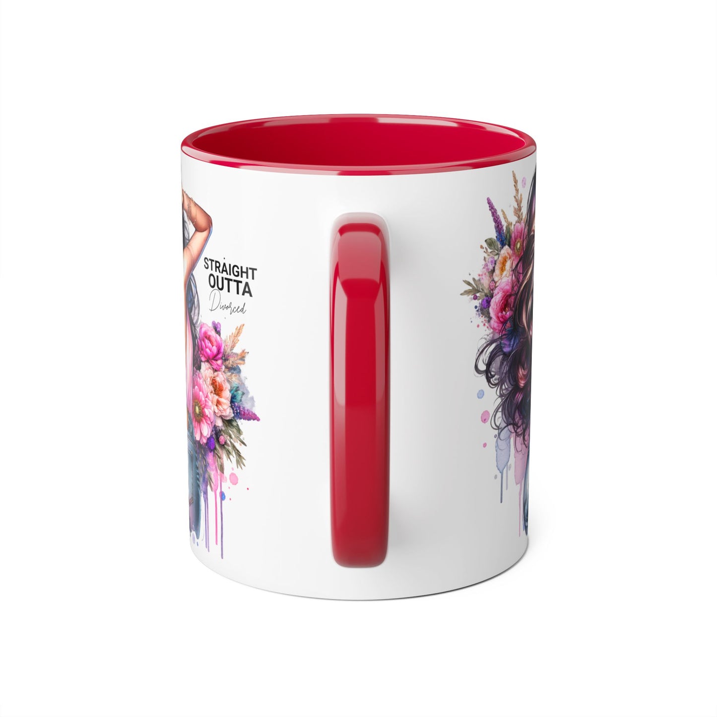 Straight Outta Divorced Humoristic Floral Art Accent Mug - Perfect for Coffee Lovers, Gift for Her, Home Decor, Inspirational, Mother's Day