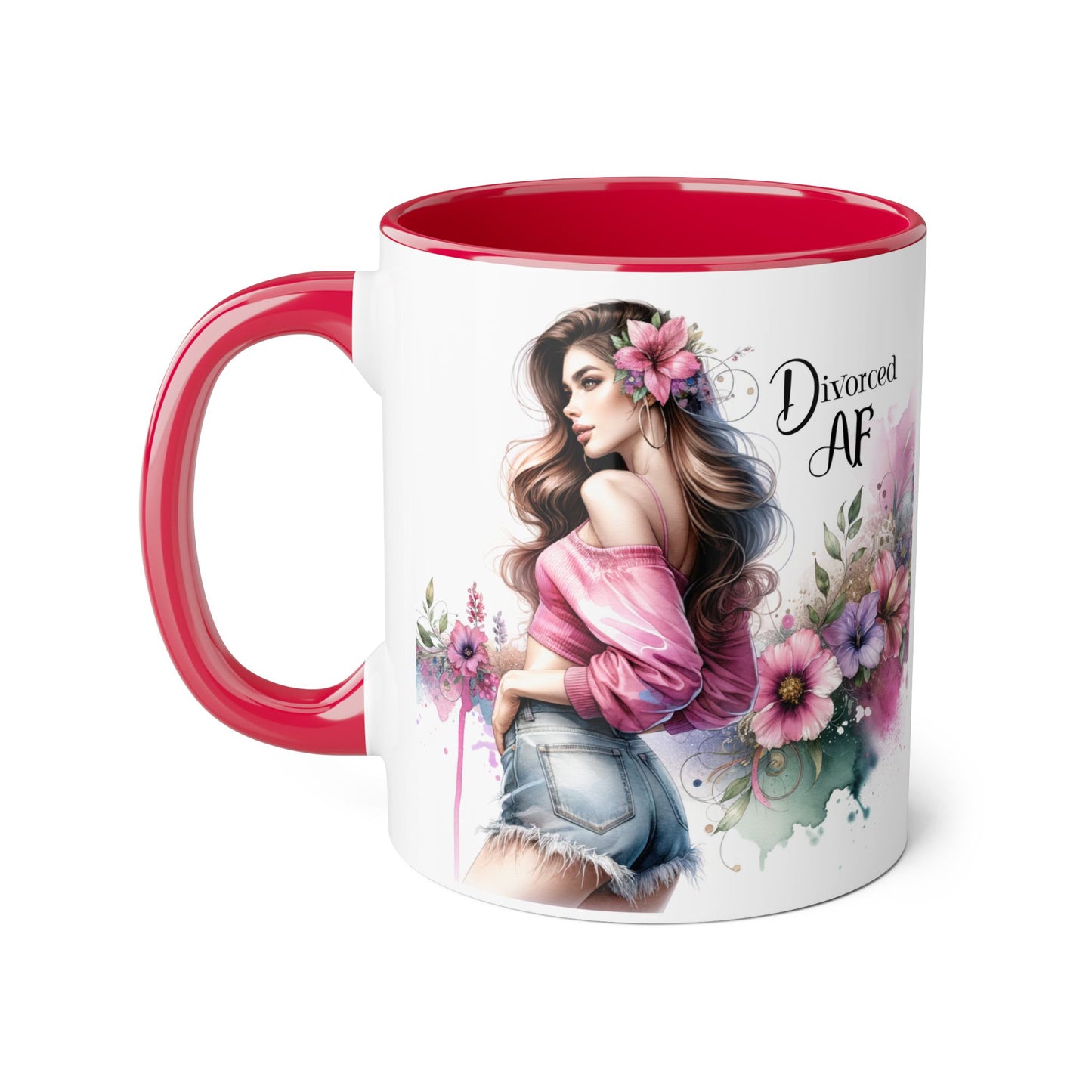 Divorced AF Accent Mug | Gift for Newly Divorced Friends | Sassy Coffee Cup | Floral Design | Unique Divorce Party Favor