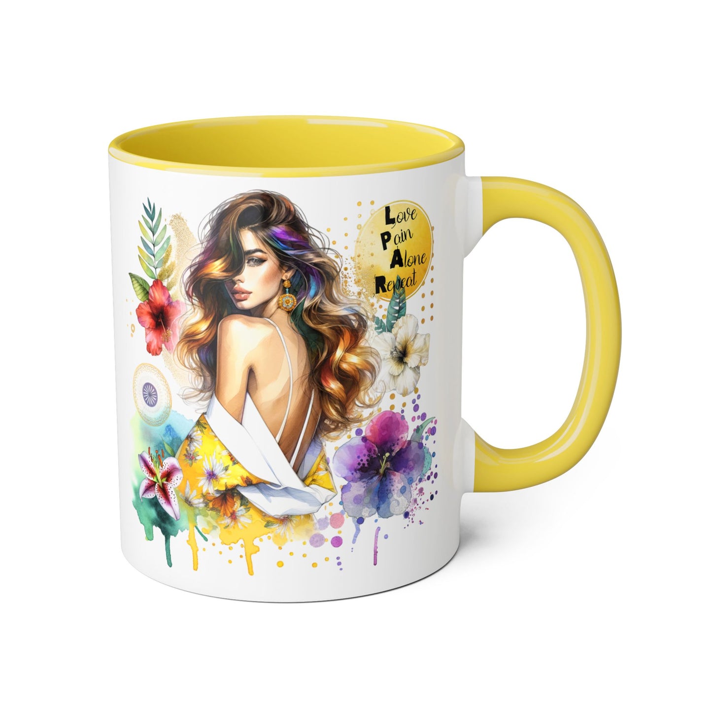 Vibrant Floral Accent Mug, Inspirational Coffee Cup, Gift for Her, Boho Art Mug, Unique Tea Mug, Home Decor