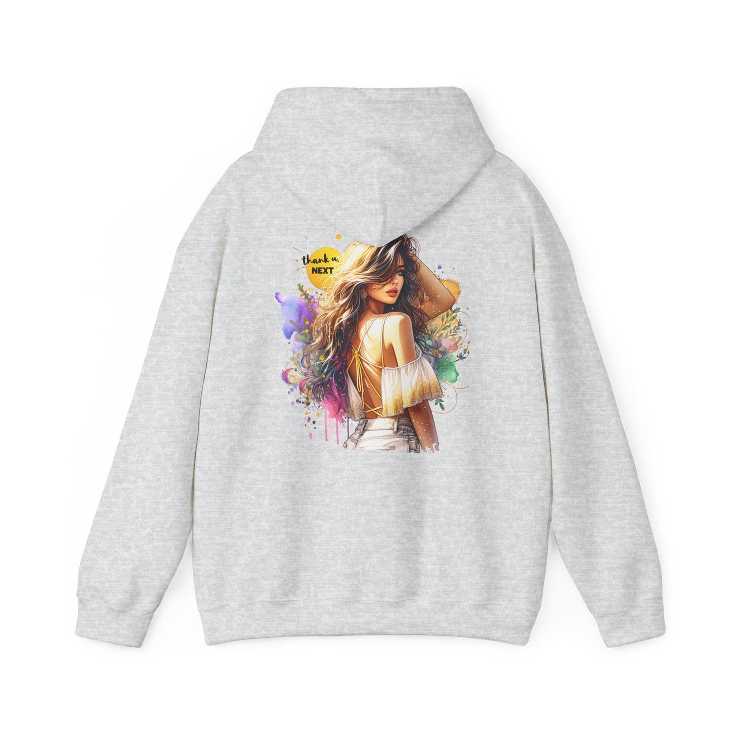 Thank U, Next Vibrant Art Hoodie - Stylish Unisex Sweatshirt with Colorful Design, Casual Wear, Gift Idea for Festivals, Cozy Layering