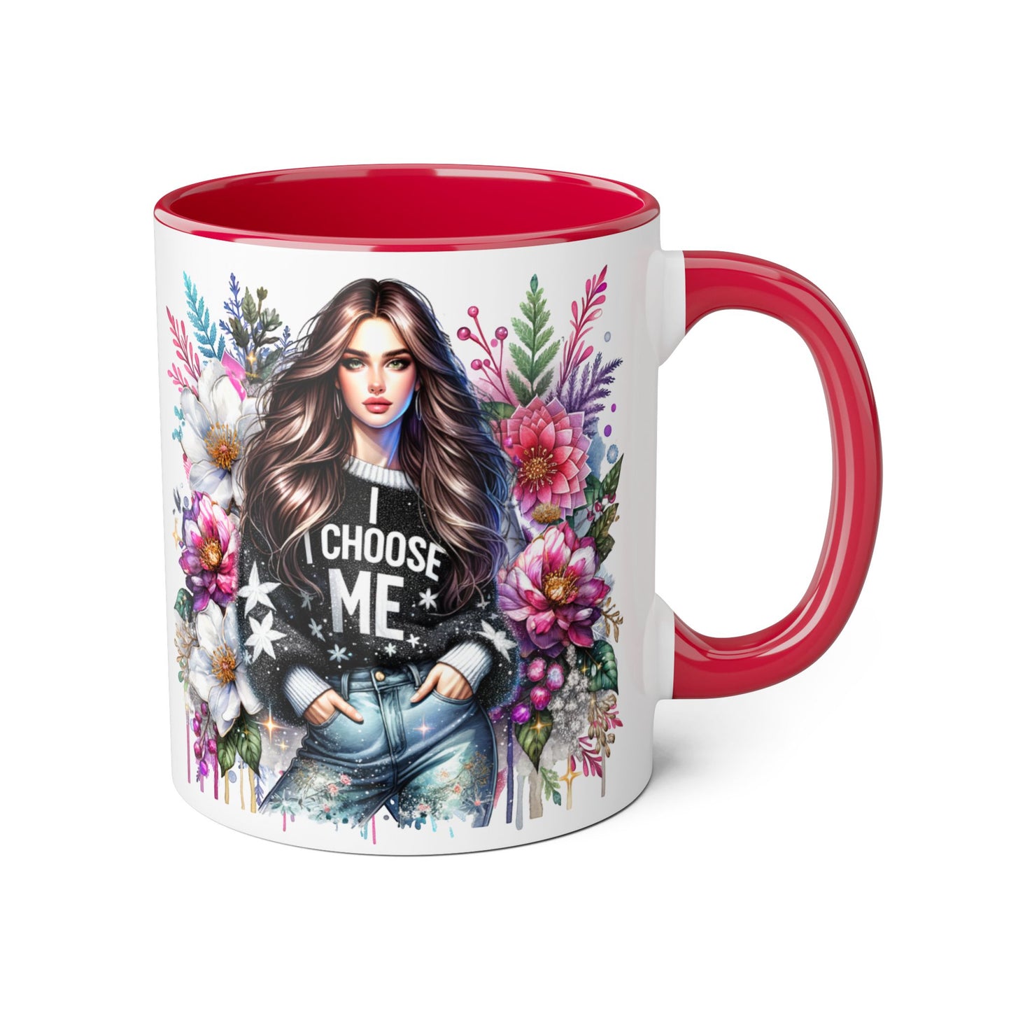 I Choose Me Beautiful Floral Accent Mug, Unique Coffee Cup Gift, Inspirational Drinkware, Thoughtful Present for Friends, Stylish Home Decor
