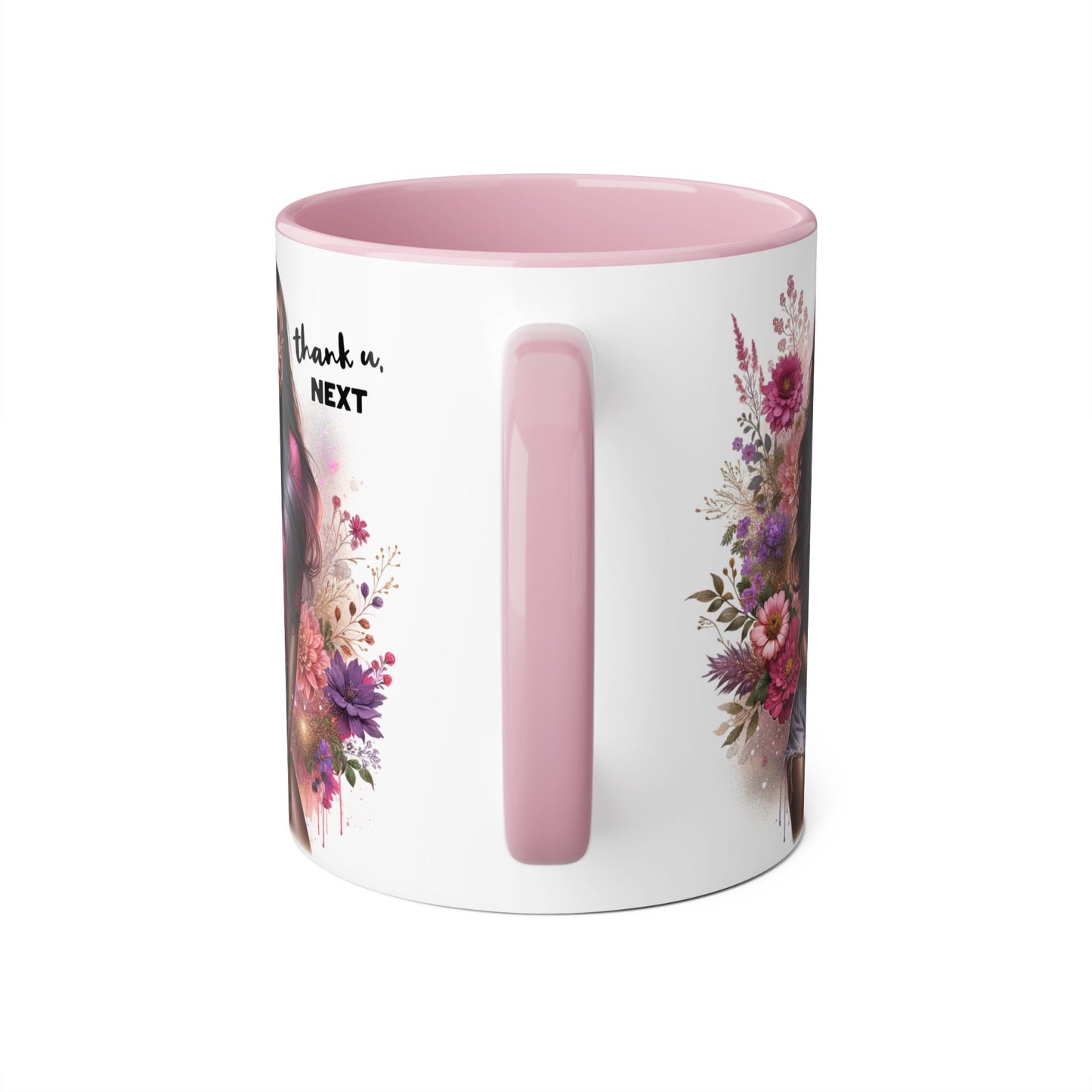 Thank U, Next Floral Artistic Accent Mug, Thank You Next Coffee Cup, Colorful Gift for Her, Boho Style Ceramic Mug, Unique Tea Mug