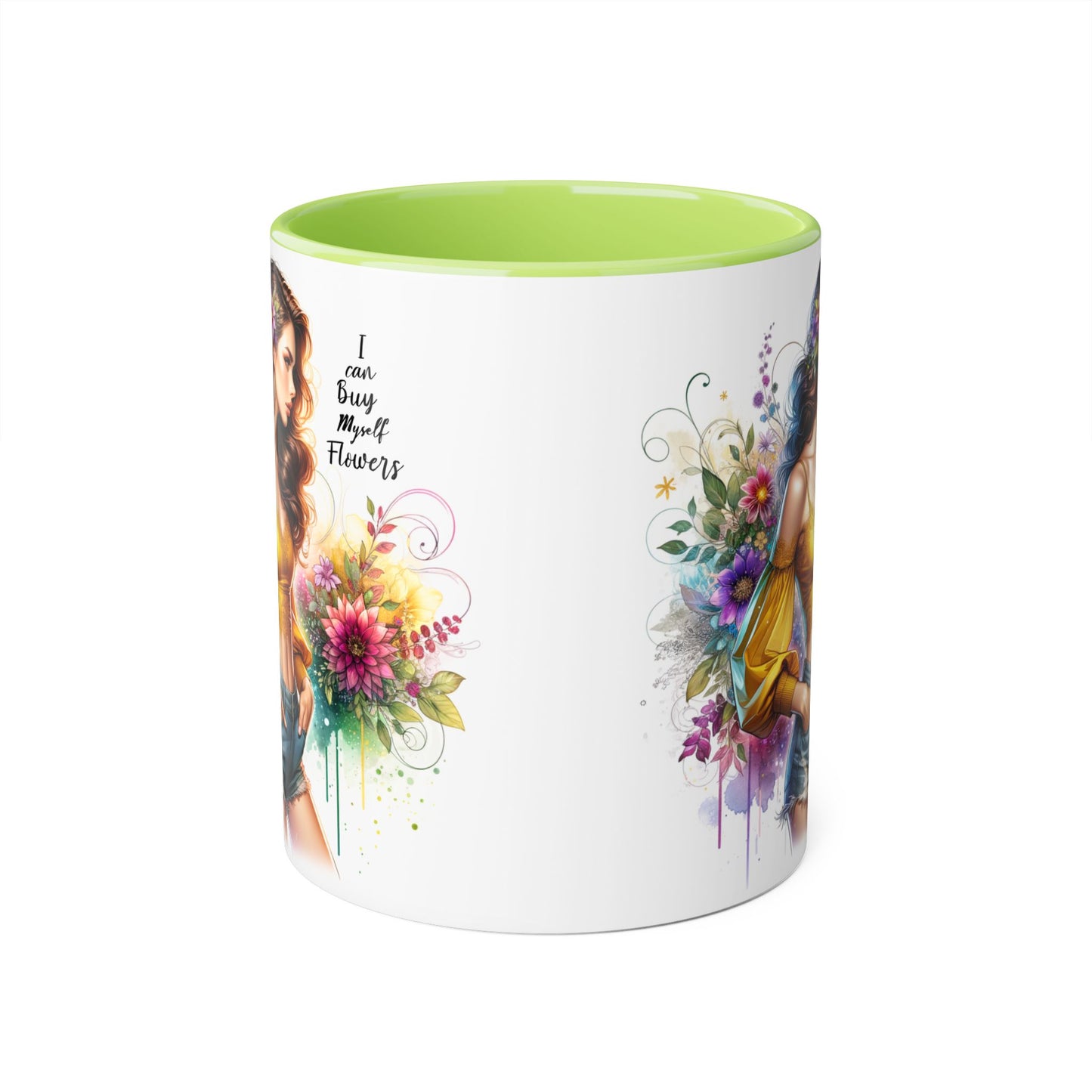 I Can Buy Myself Flowers Floral Art Accent Mug, Inspirational Coffee Cup, Unique Gift for Her, Flower Lover’s Mug, Home Decor Kitchenware