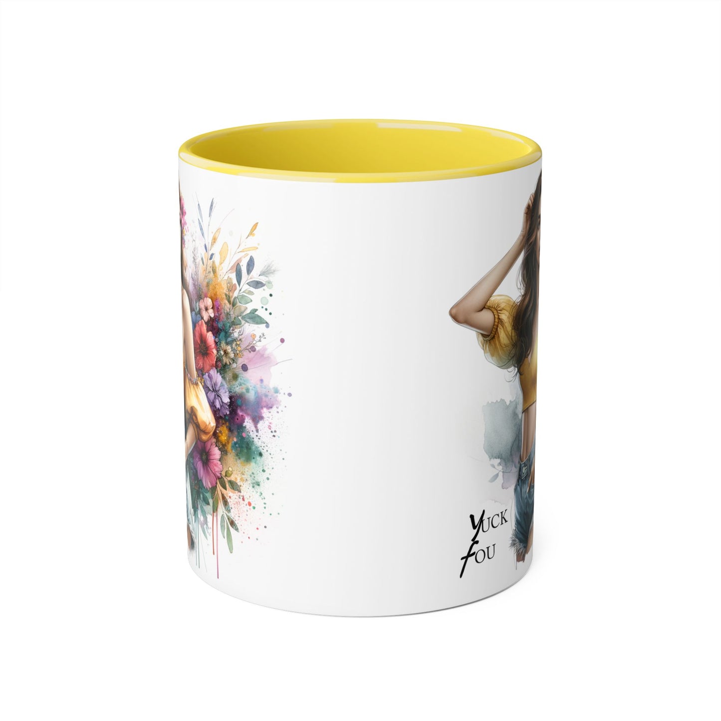 Yuck Fou Floral Accent Mug: Stylish Coffee Cup for Home, Gifts, Birthdays, Tea Lovers, Art Enthusiasts
