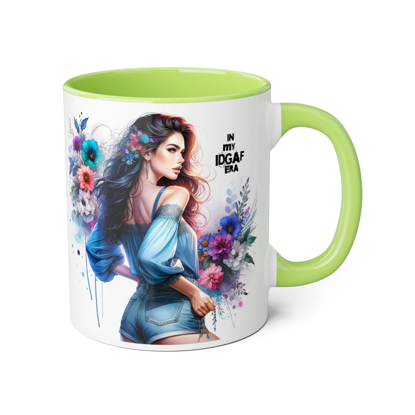 Bold Floral Accent Mug, 11oz | In My IDGAF Era, Ideal for Coffee Lovers, Gift for Her, Boho Decor, Motivational Gift