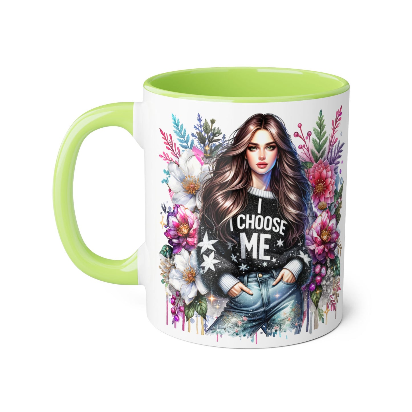 I Choose Me Beautiful Floral Accent Mug, Unique Coffee Cup Gift, Inspirational Drinkware, Thoughtful Present for Friends, Stylish Home Decor