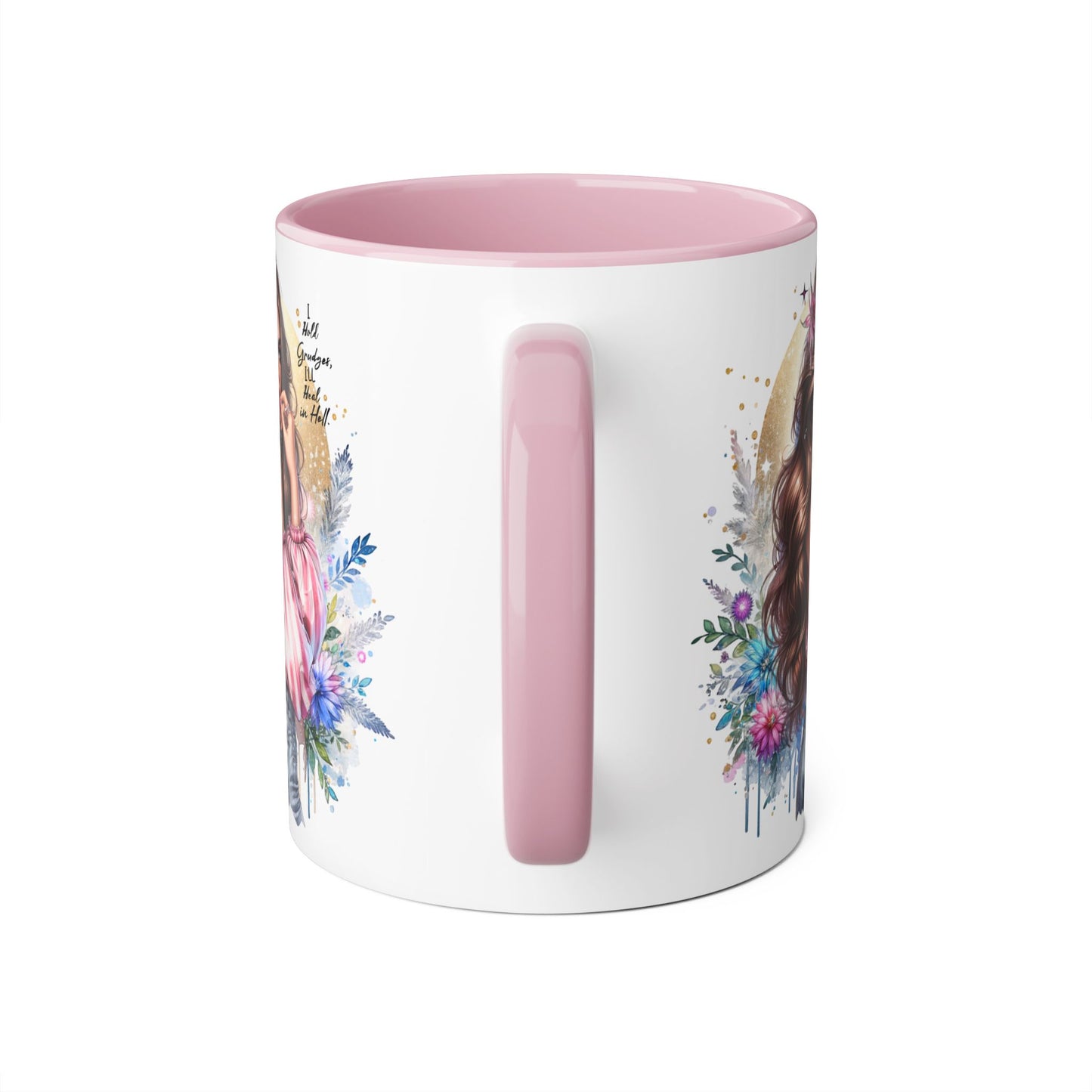 I Hold Grudges, I'll Heal in Hell Stylish Accent Mug, Floral Coffee Cup, Gift for Her, Tea Time Essentials, Boho Chic Mug, Perfect for Birthdays, Casual Everyday Use