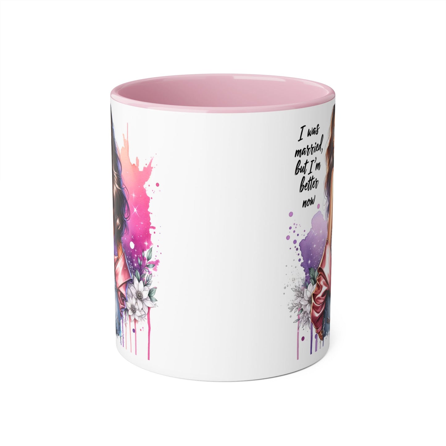 I Was Married Before But I'm Better Now Humoristic Empowered Woman Accent Mug - Inspirational Coffee Cup, Gift for Her, Motivational Mug, Self-Love Reminder, Unique Office Decor