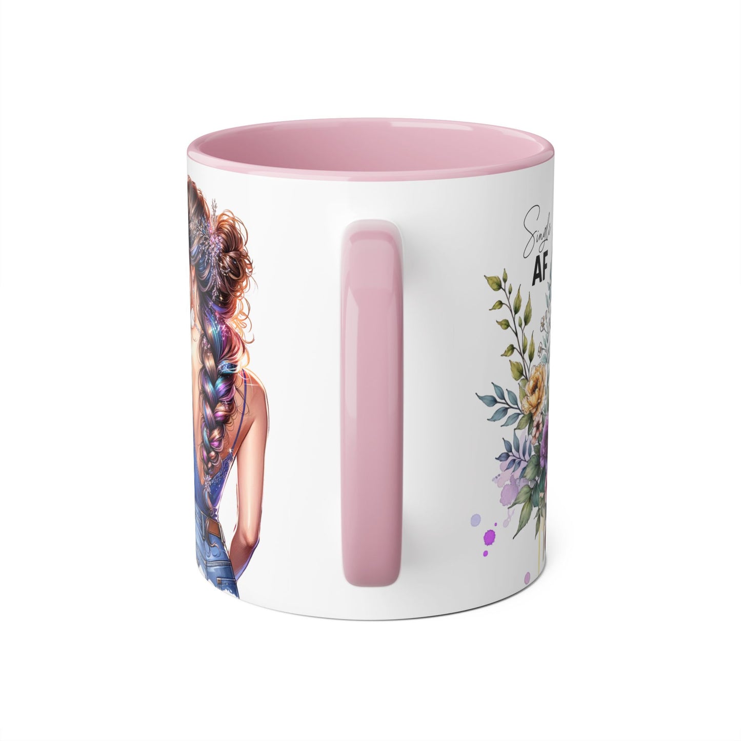 Single AF Stylish Accent Mugs for Coffee Lovers, Floral Design Mug, Gift for Her, Unique Tea Mug, Simple AF Mugs for Home Decor