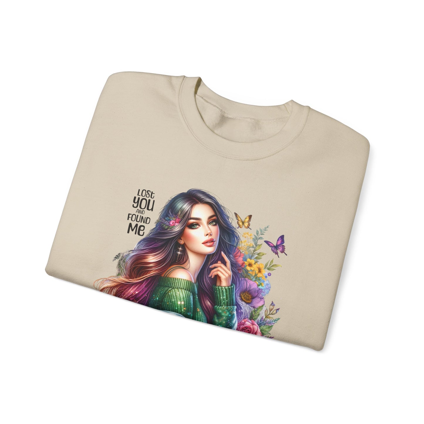 Lost You And Found Me Bohemian Floral Crewneck Sweatshirt, Cozy Graphic Sweatshirt, Gift for Her, Unique Art Pullover, Spring Fashion Crew