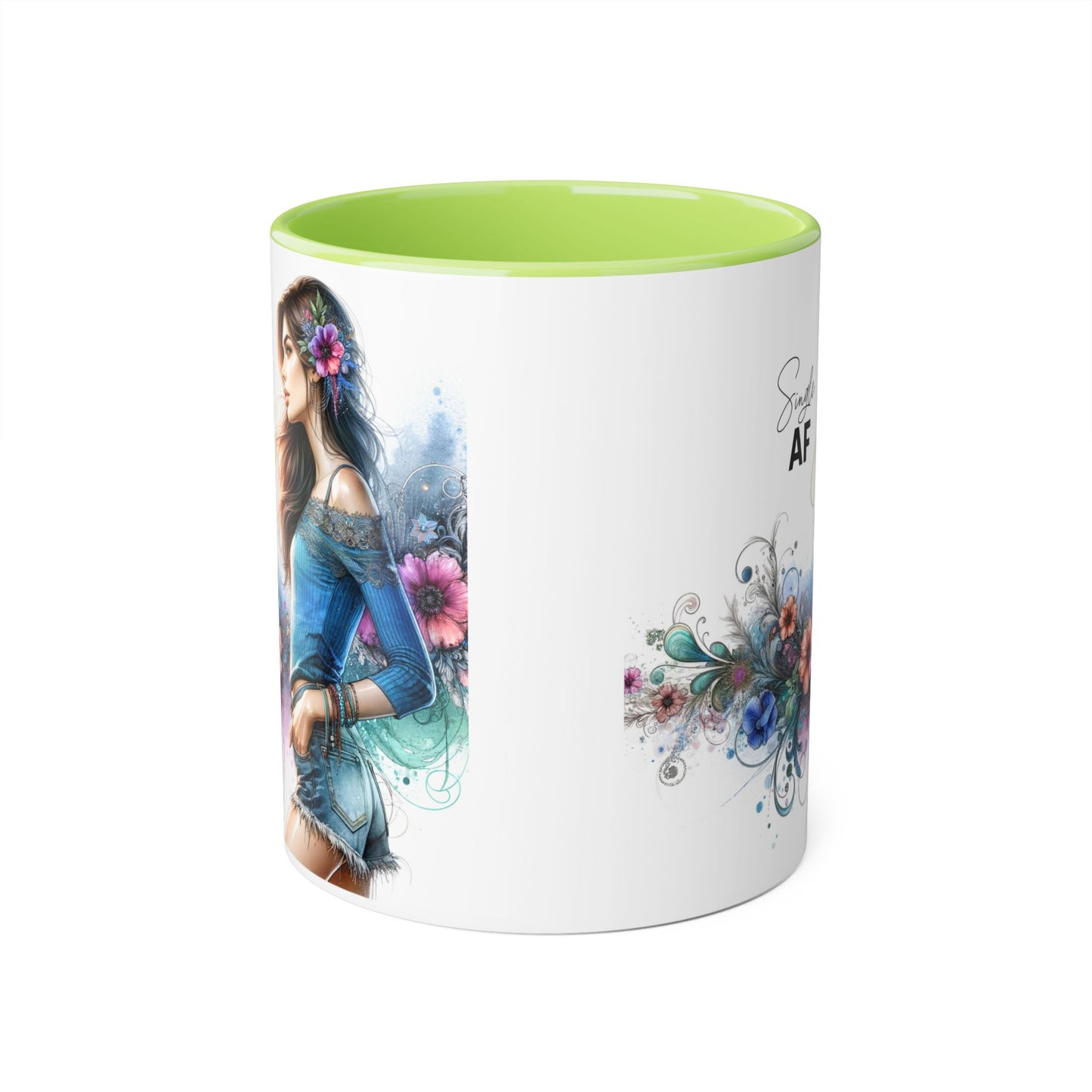 Stylish Accent Mug, Coffee Lover Gift, Floral Design Mug, Trendy Drinkware, Unique Gift for Her, Simple AF Mug