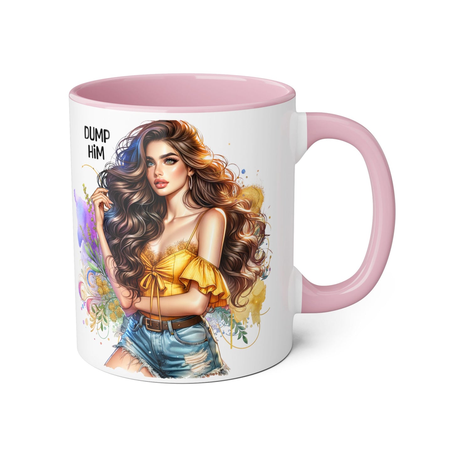Sassy Accent Mug, Perfect Gift for Coffee Lovers, Celebrate Friendship, Dump Him Design, Stylish 11oz Coffee Cup, Unique Feminine Drinkware