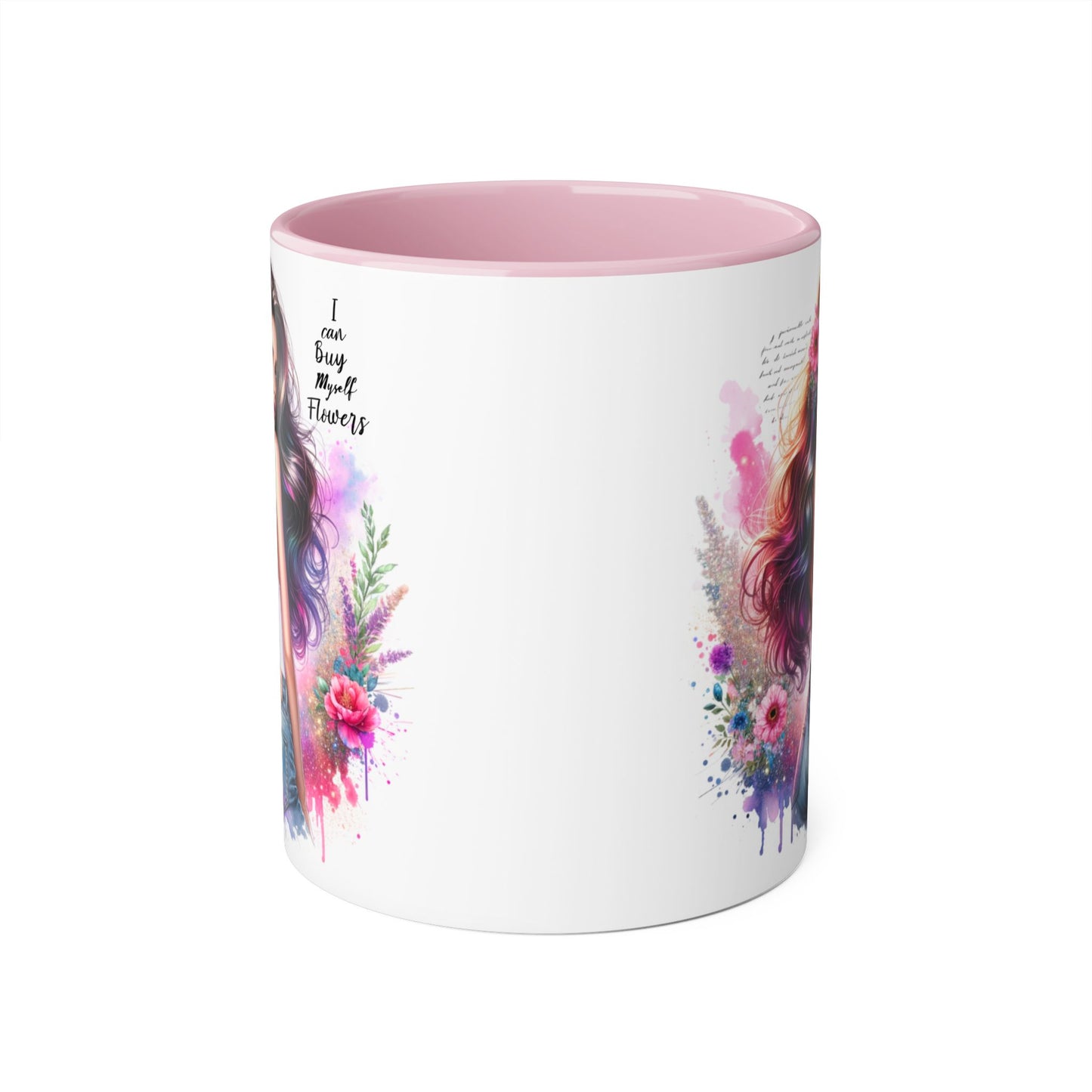 I Can Buy Myself Flowers Floral Art Coffee Mug, Botanical Gift for Her, Colorful Mug for Tea, Art Lover Present, Inspirational Quote Cup