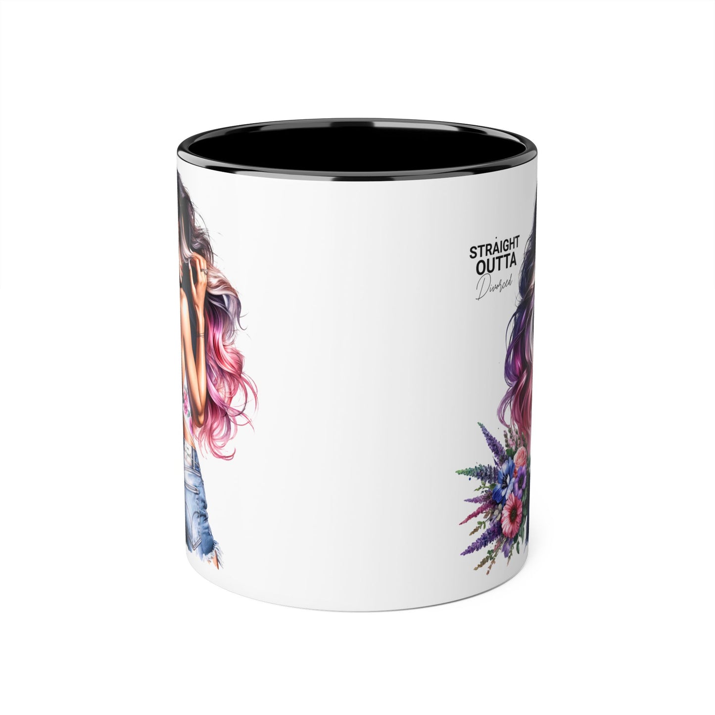Straight Outta Divorced Humoristic Chic Accent Mugs for Trendy Coffee Lovers | Floral Design, Gifts for Her, Home Decor, Unique Kitchenware, Straight Outta Mug
