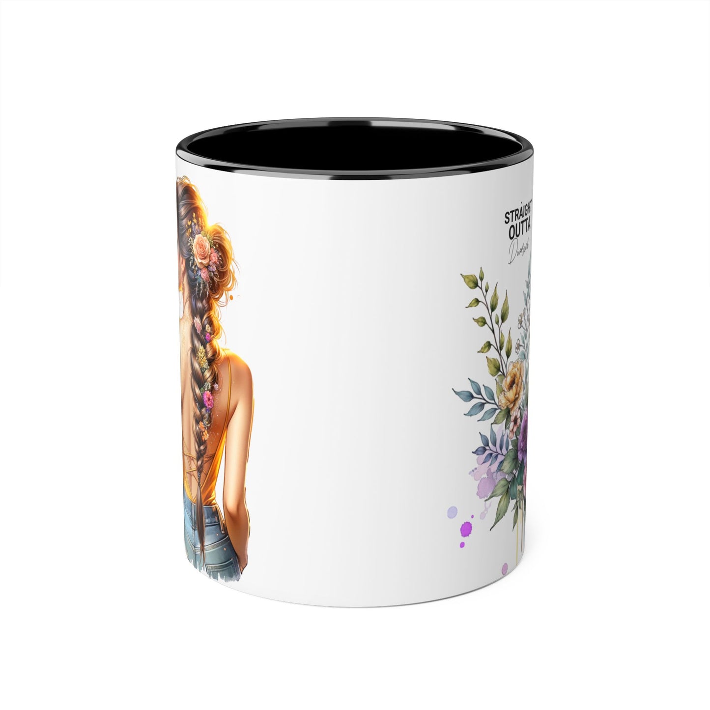 Straight Outta Divorced Humoristic Chic Floral Accent Mug with Elegant Design, Coffee Lover Gift, Home Decor, Mother's Day Present, Artistic Drinkware