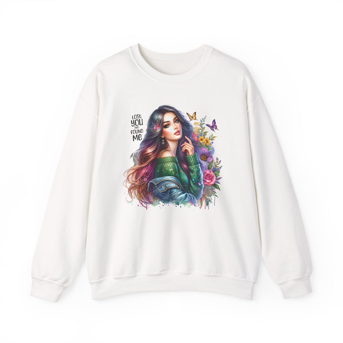 Lost You And Found Me Bohemian Floral Crewneck Sweatshirt, Cozy Graphic Sweatshirt, Gift for Her, Unique Art Pullover, Spring Fashion Crew
