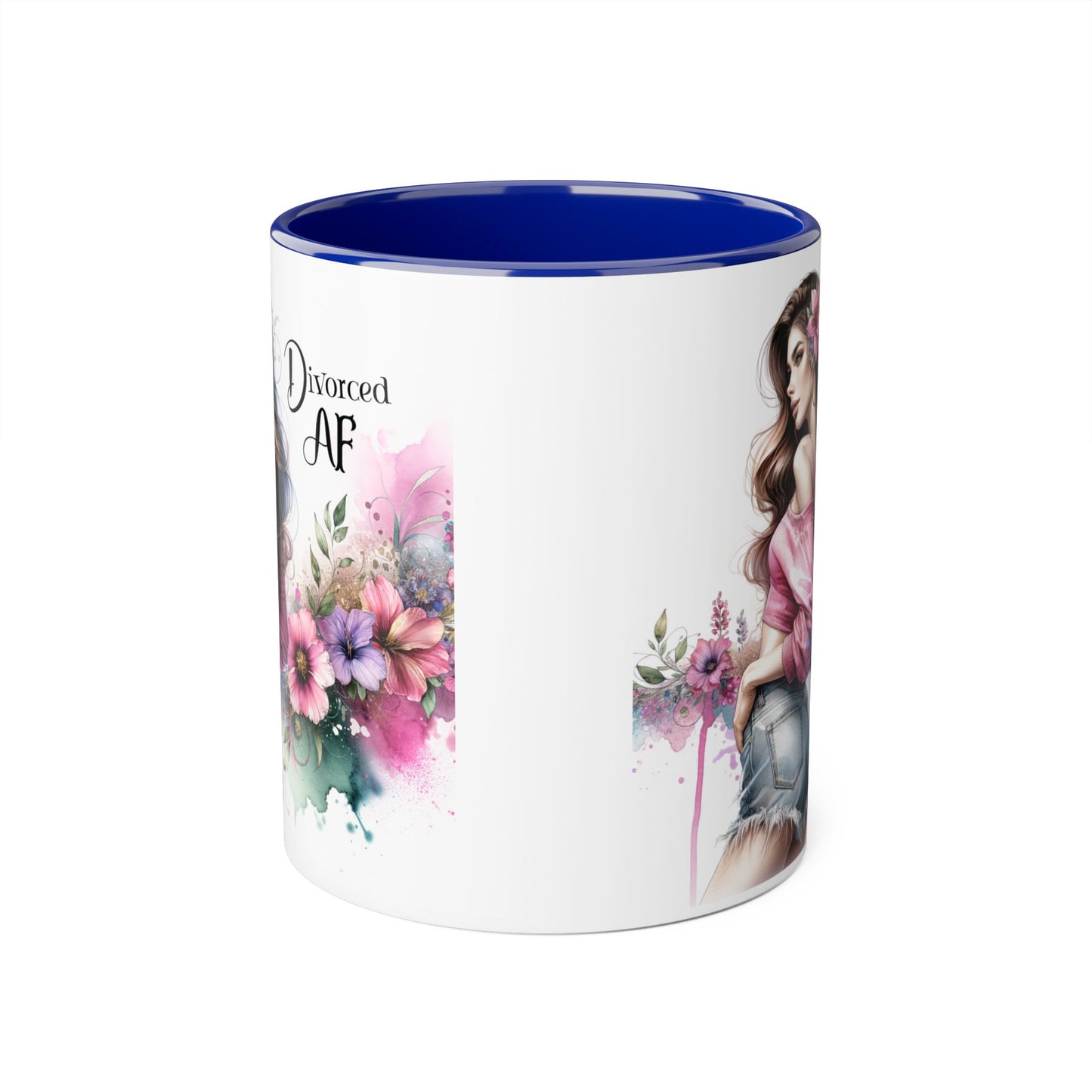 Divorced AF Accent Mug | Gift for Newly Divorced Friends | Sassy Coffee Cup | Floral Design | Unique Divorce Party Favor