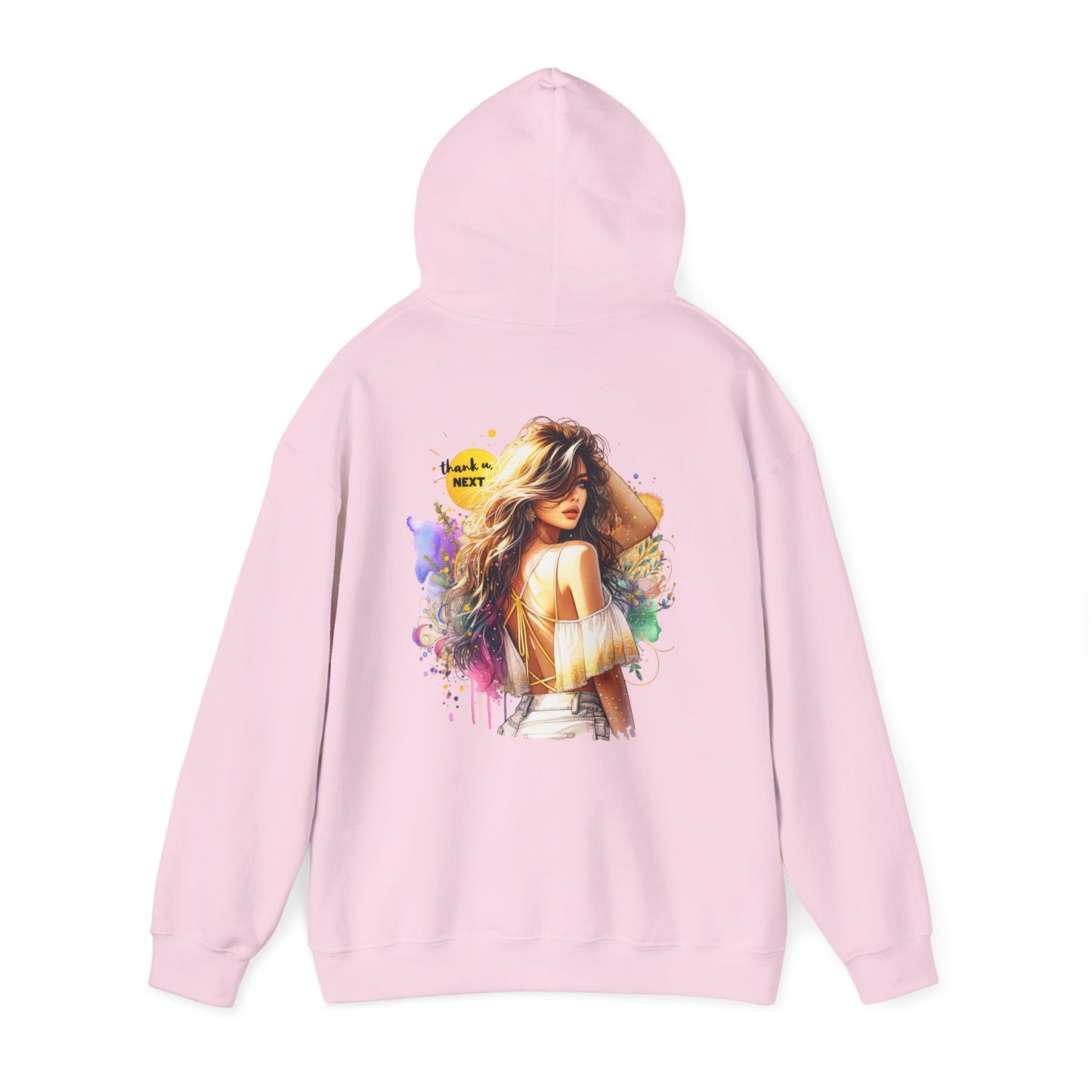 Thank U, Next Vibrant Art Hoodie - Stylish Unisex Sweatshirt with Colorful Design, Casual Wear, Gift Idea for Festivals, Cozy Layering
