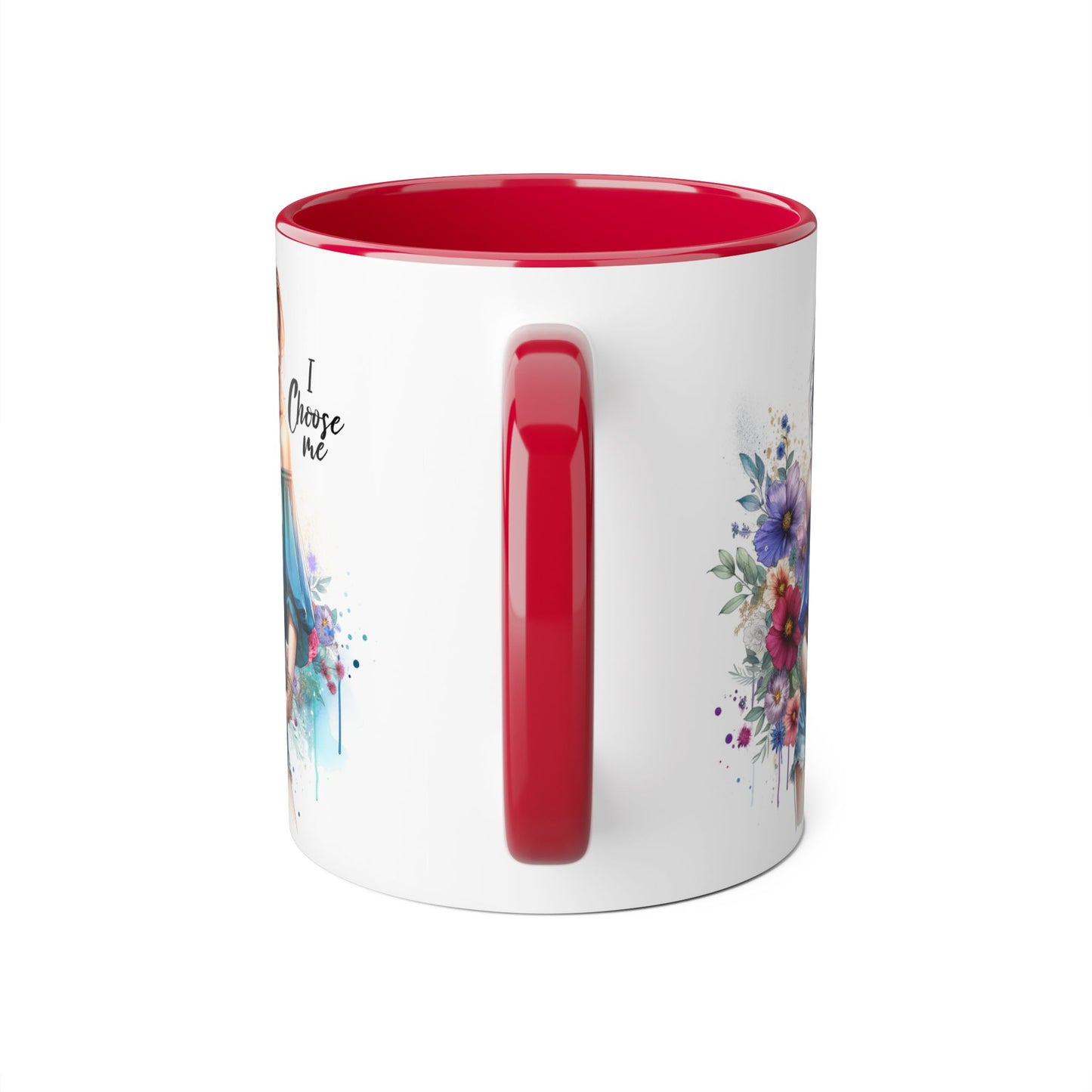 I Choose Me Floral Art Accent Mug, I Choose Me, Coffee Mug, Gift for Her, Inspirational Tea Cup, Self-Care Kitchenware